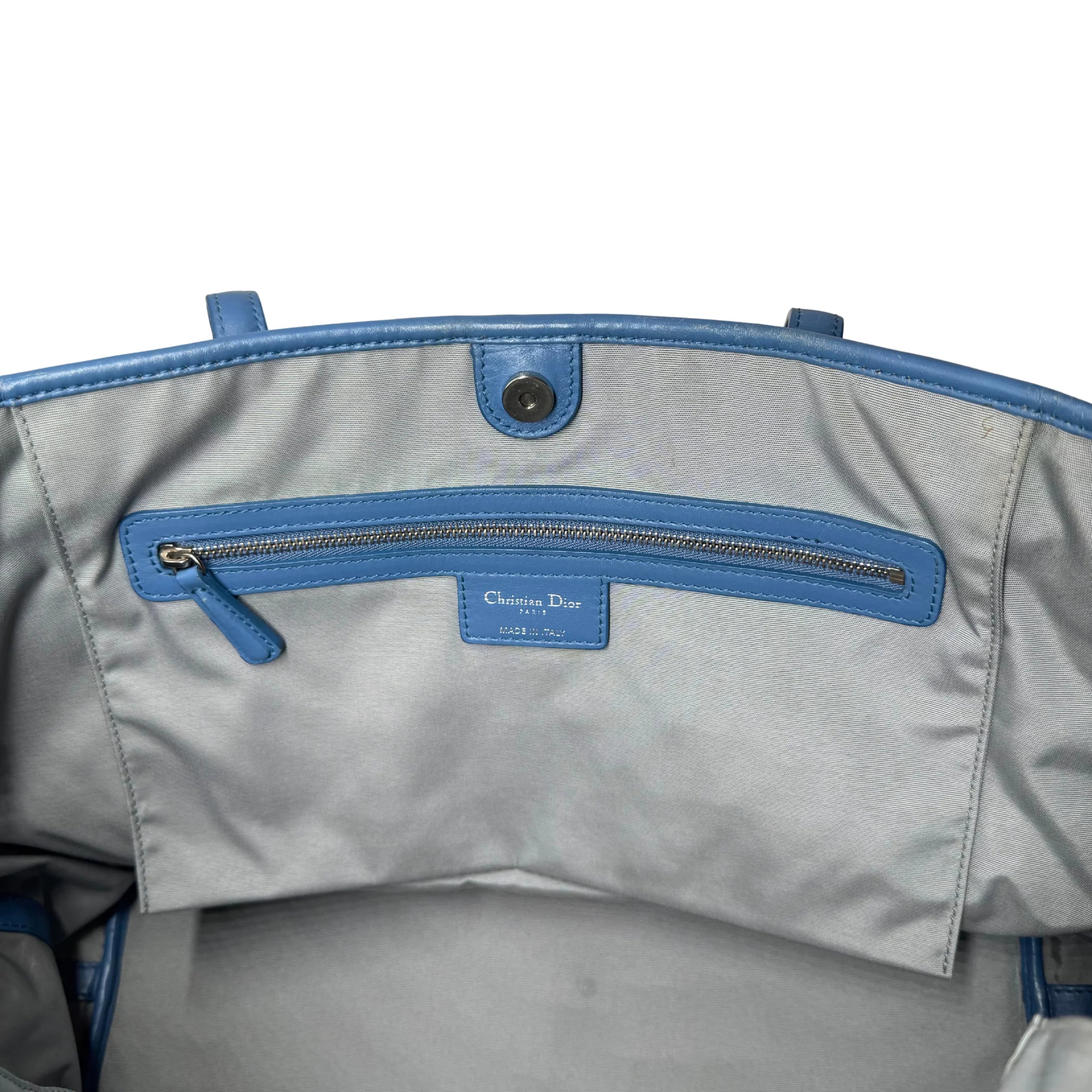 Dior Cannage Medium Panarea Tote Canvas Cobalt Blue - Lost Designer