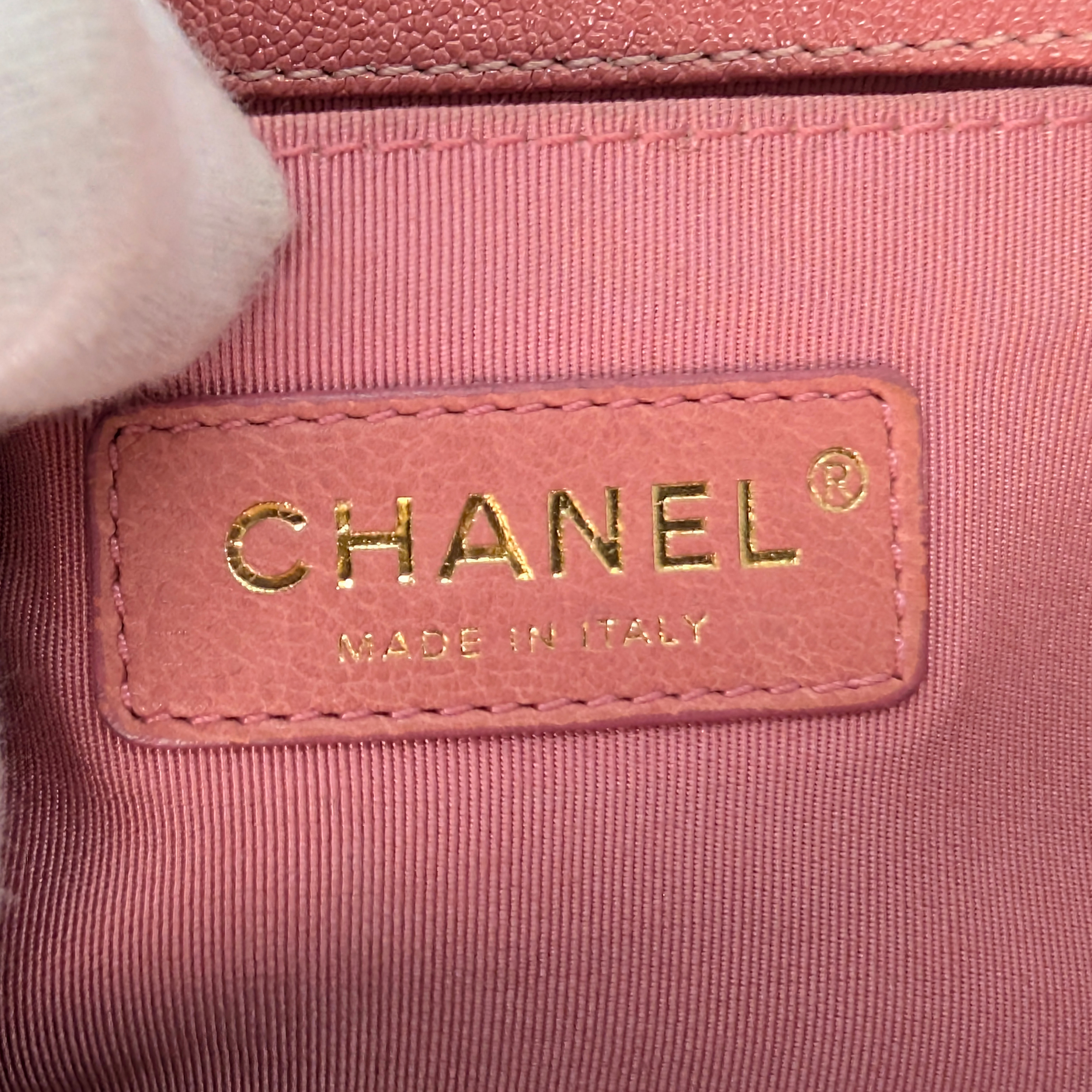 Chanel Caviar Chevron Quilted Medium Boy Flap Pink