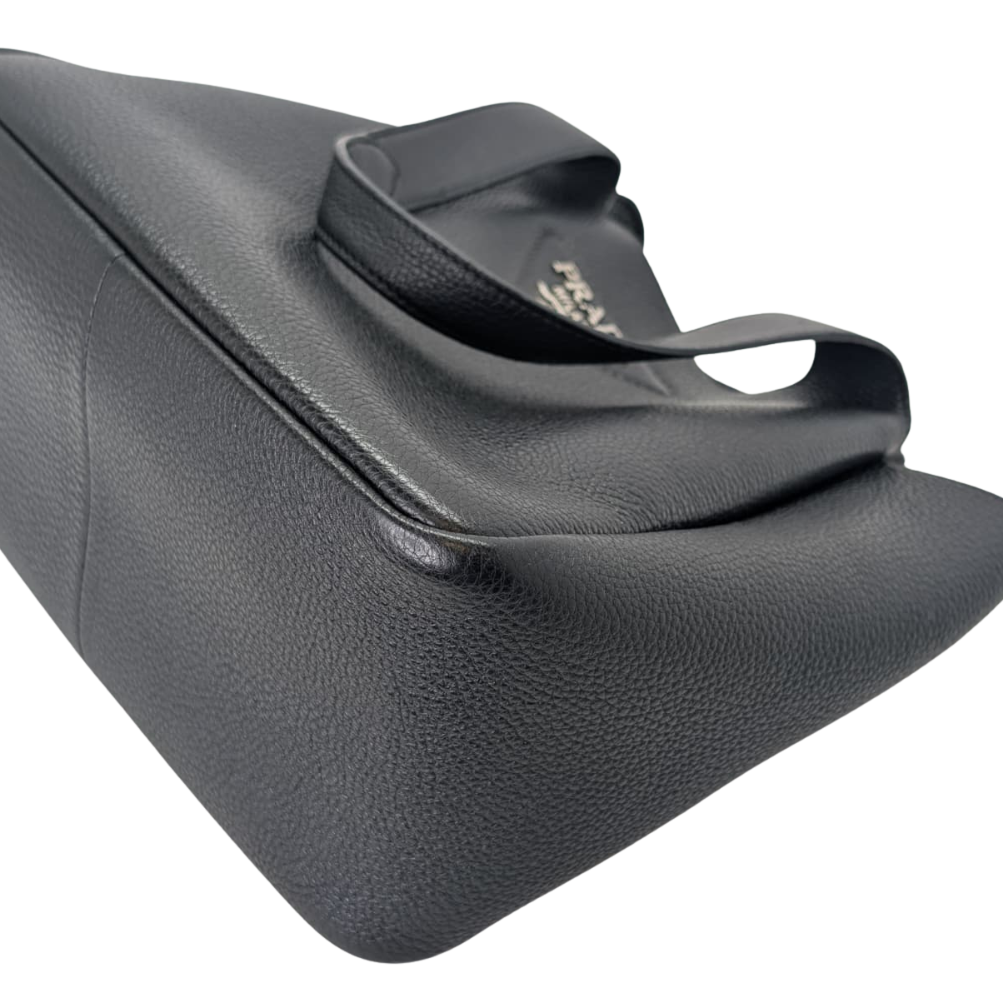 Prada Daino Soft Medium Dynamique Tote Bag Black