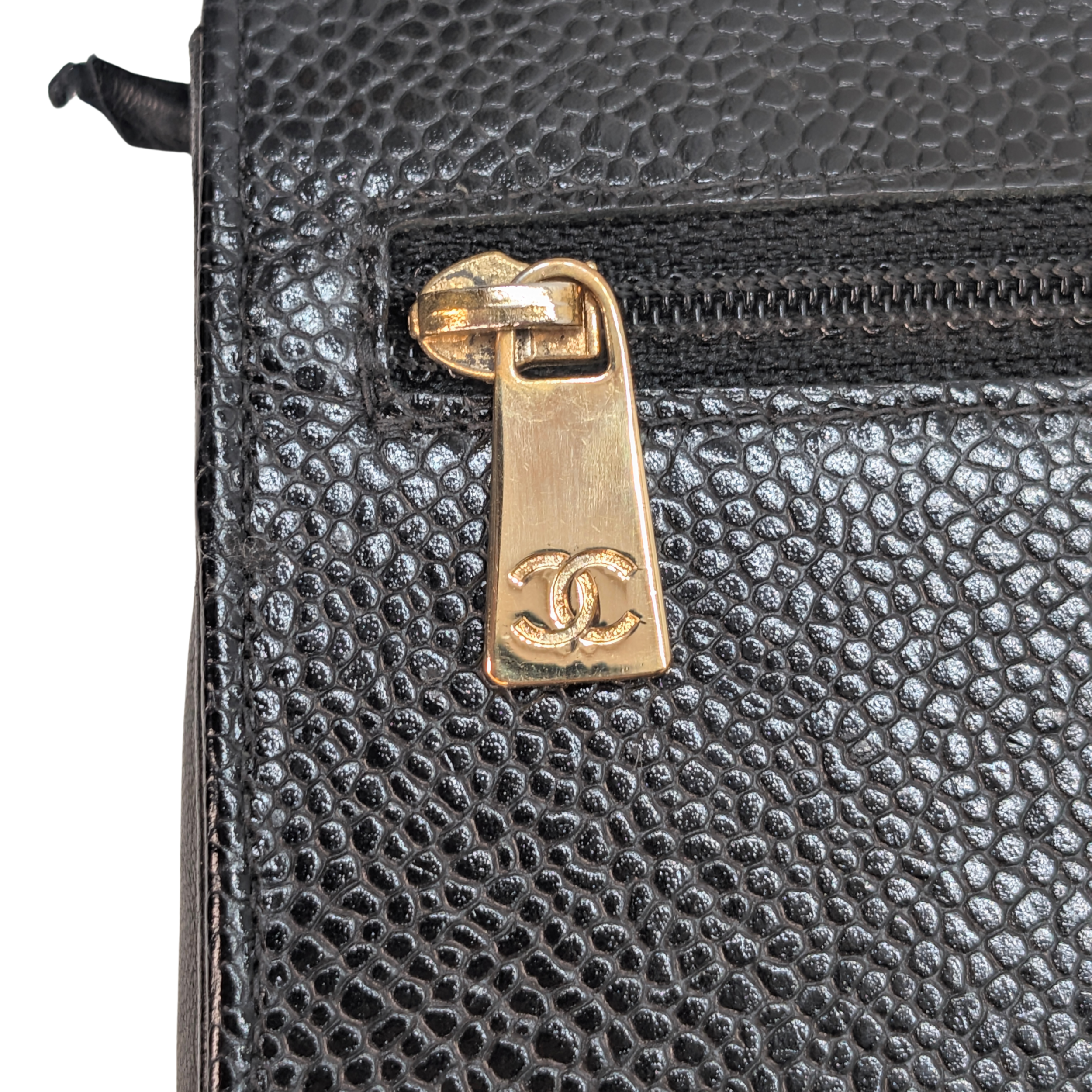 Chanel Caviar Timeless CC Wallet On Chain WOC Black