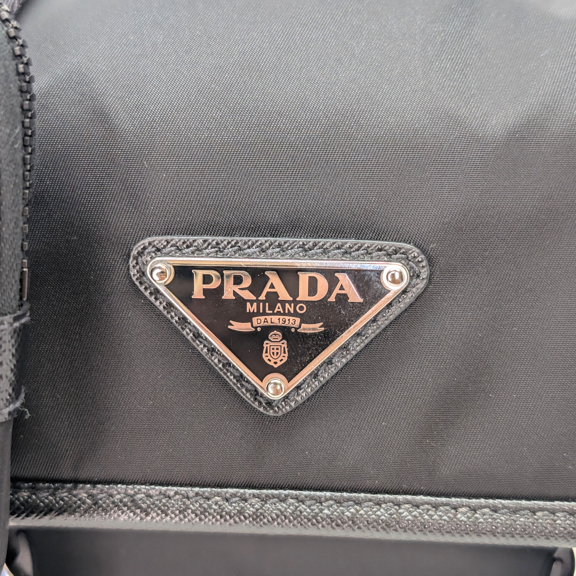 Prada Re-Nylon and Saffiano Leather Shoulder Bag Black