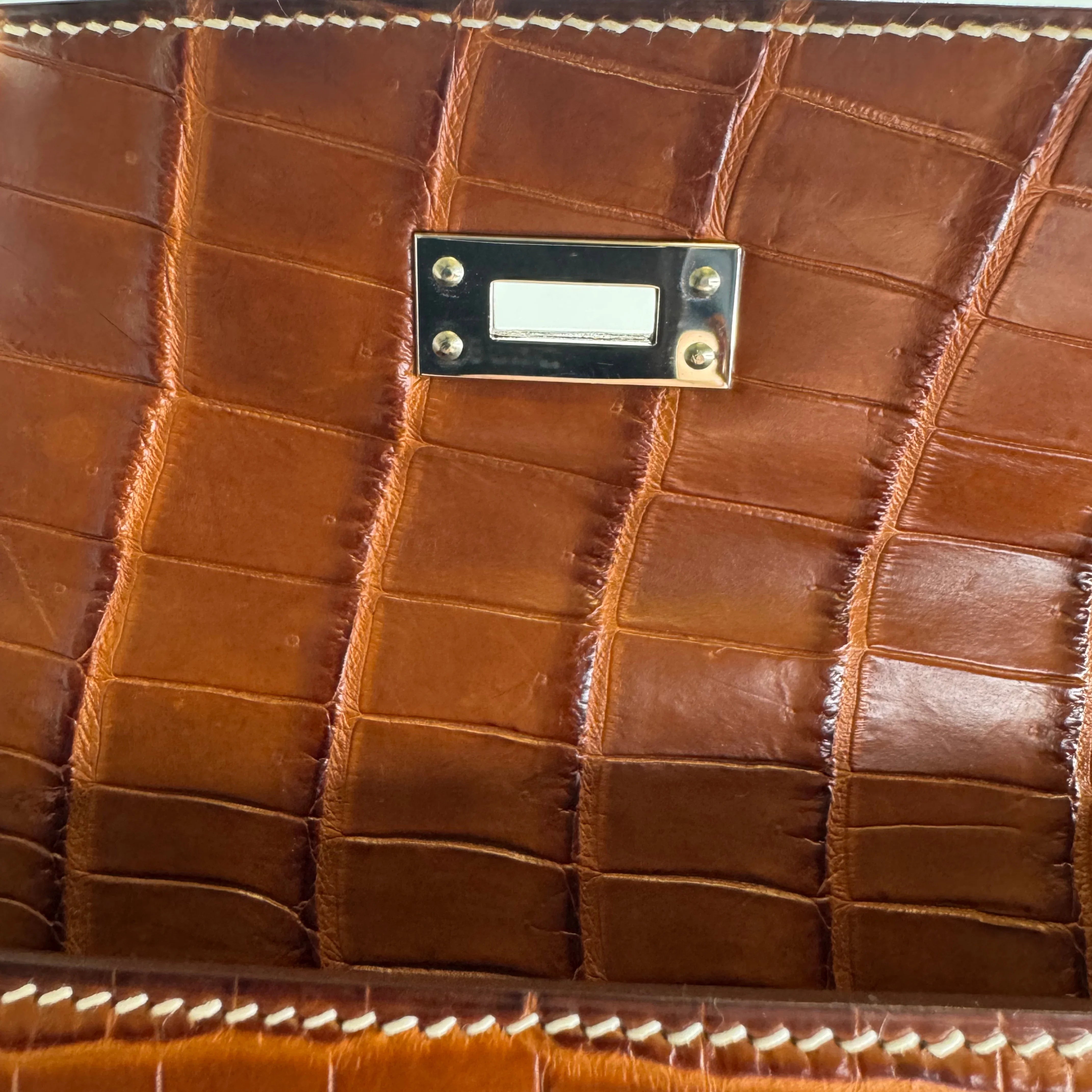 Hermes Kelly Pochette Fauve Niloticus Crocodile PHW □ J Stamp - Lost Designer