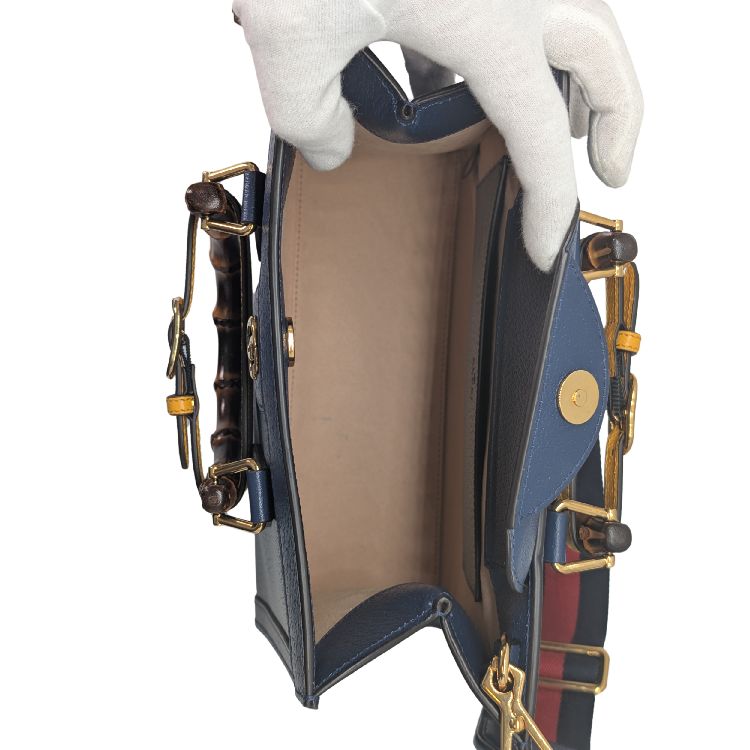 Gucci Calfskin Small Diana Tote Royal Crop Blue Bag