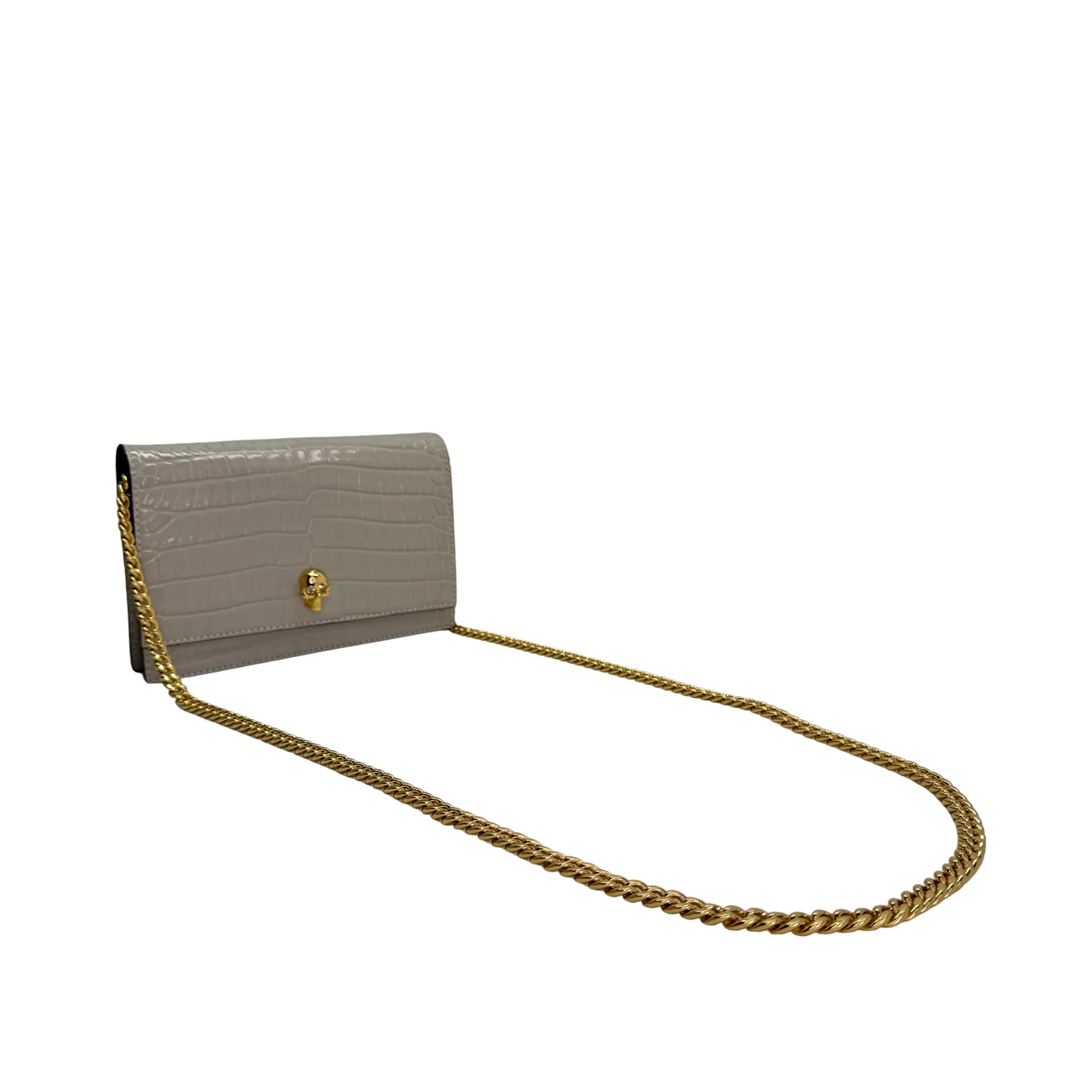 Alexander McQueen Skull Crossbody Bag Leather Grey White - Lost Designer