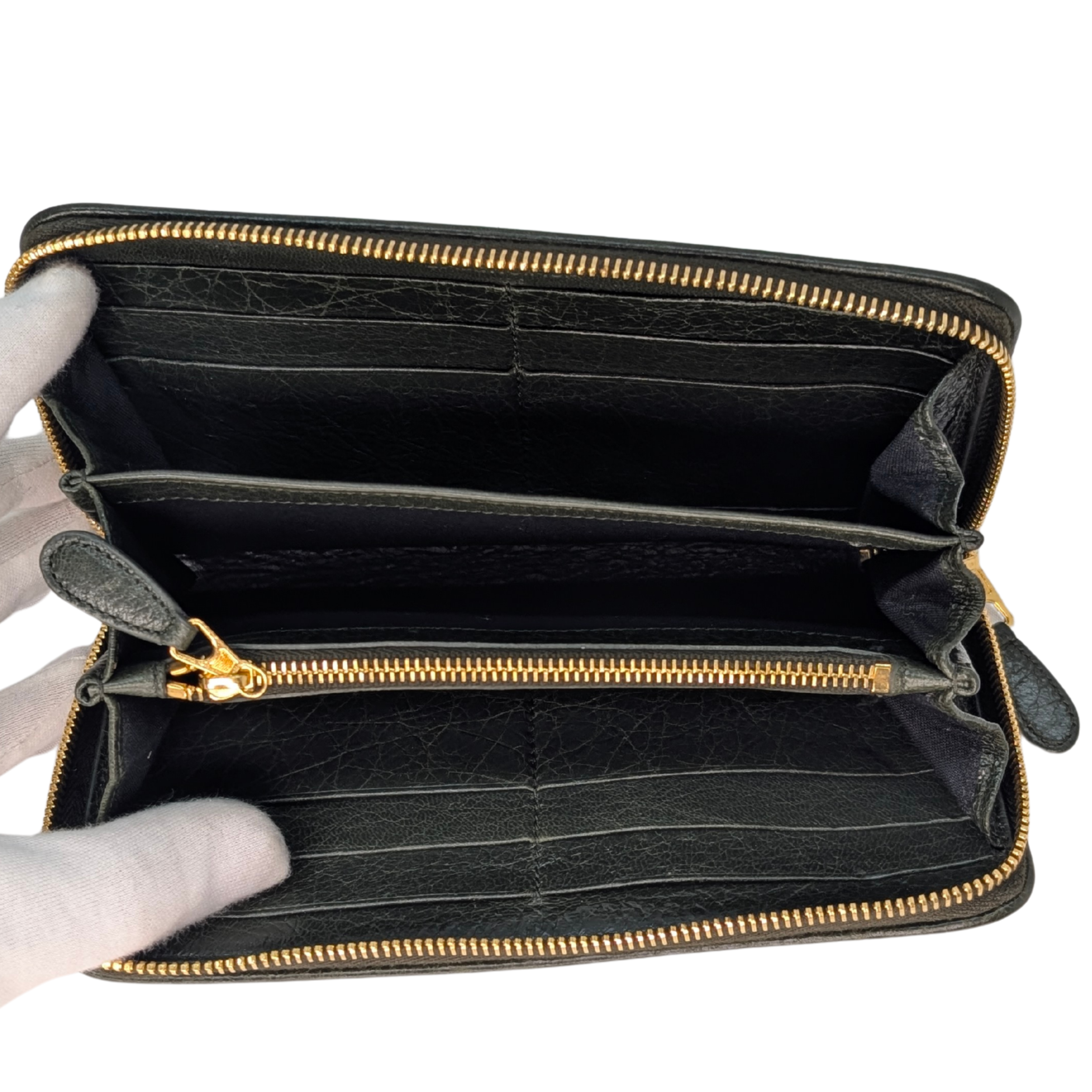 Balenciaga Zip Around Long Wallet Olive Green