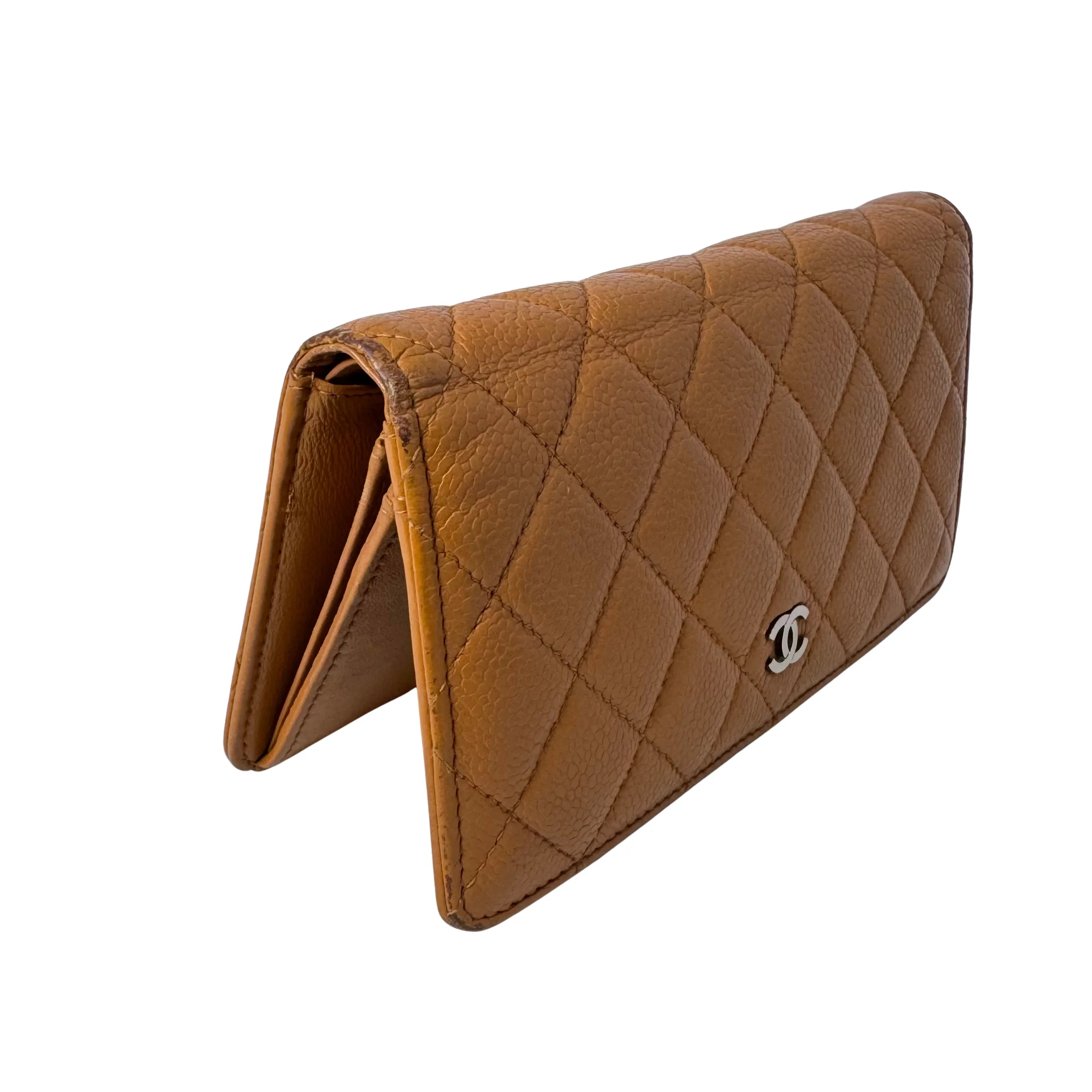 Chanel Caviar Leather Long Wallet Mustard - Lost Designer