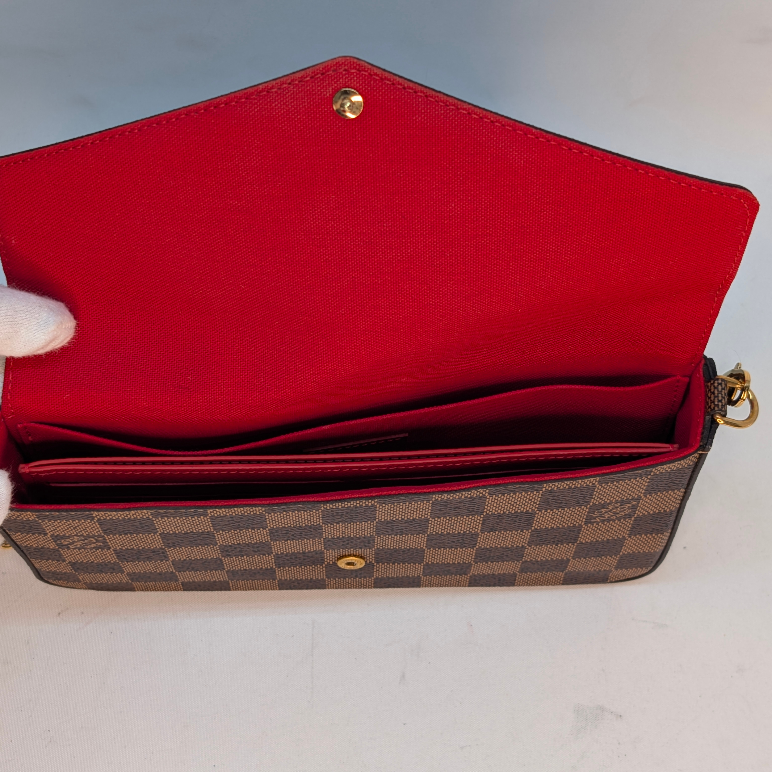 Louis Vuitton Damier Ebene Felicie Pochette Chain Wallet Bag