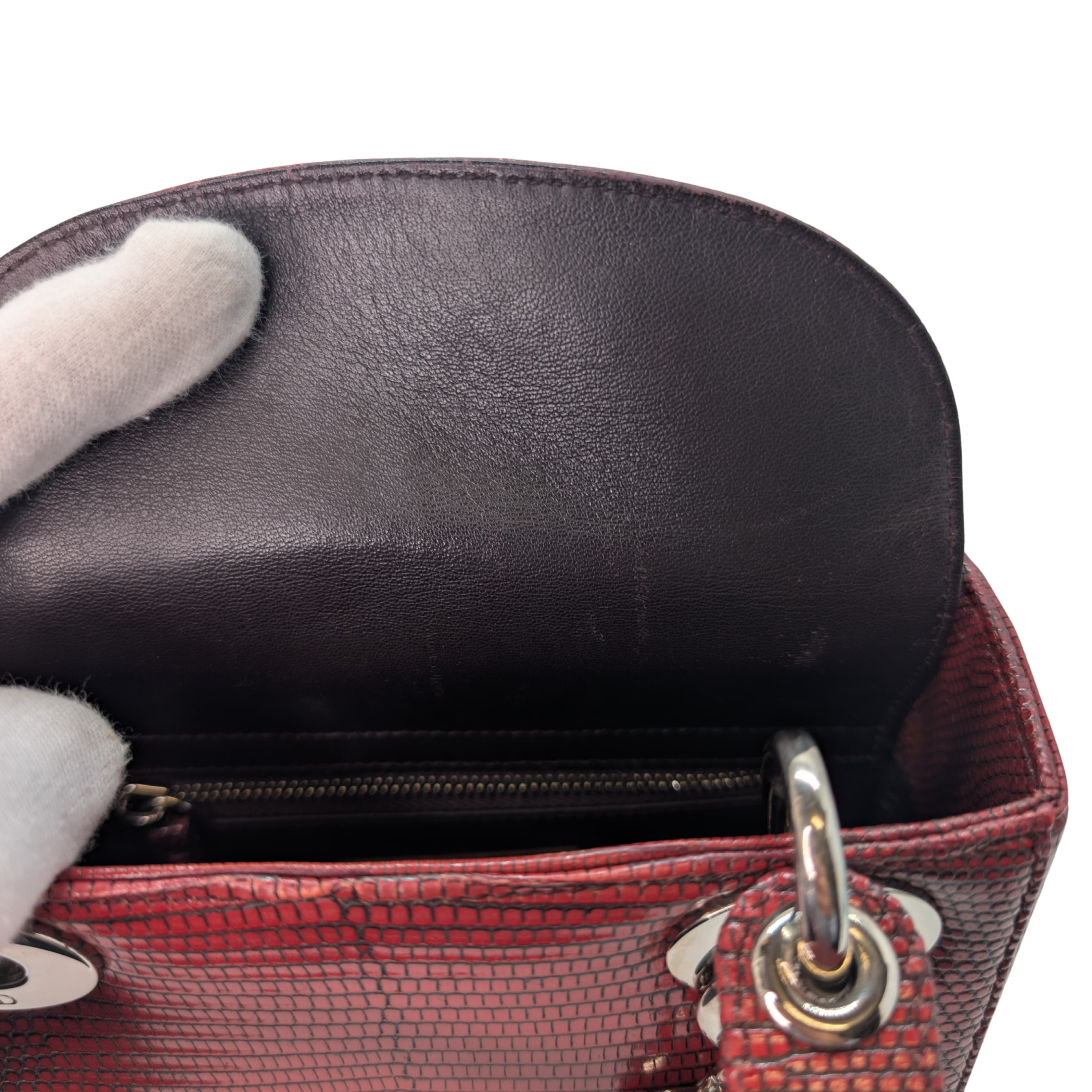 Christian Dior Mini Lady Dior Python Burgundy