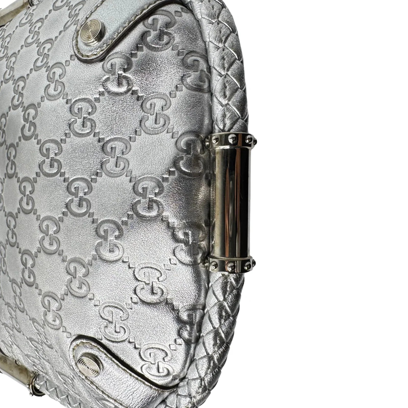 Gucci Guccissima Small Britt Tassel Shoulder Bag – Silver