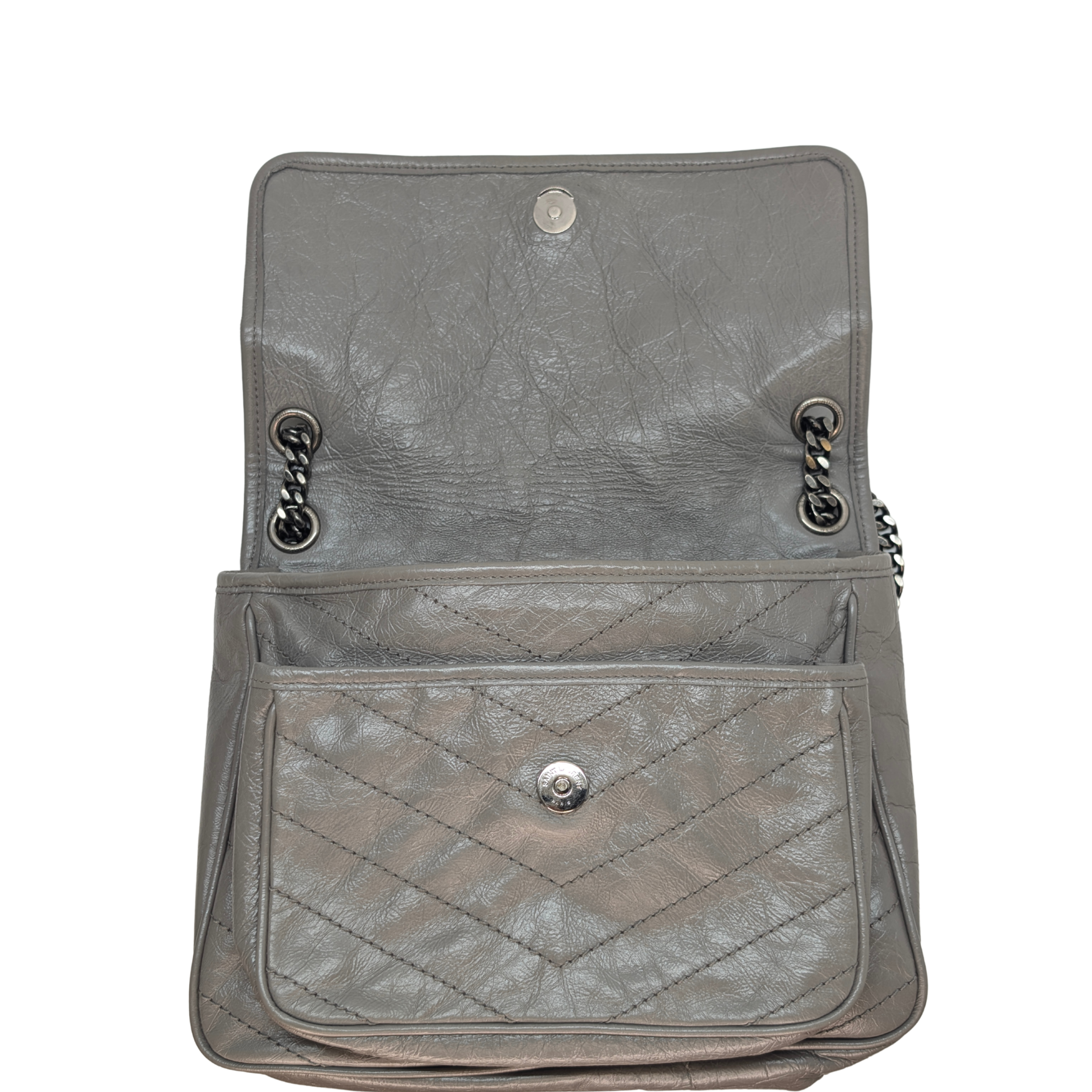 Yves Saint Laurent Crinkled Calfskin Matelasse Monogram Medium Niki Bag