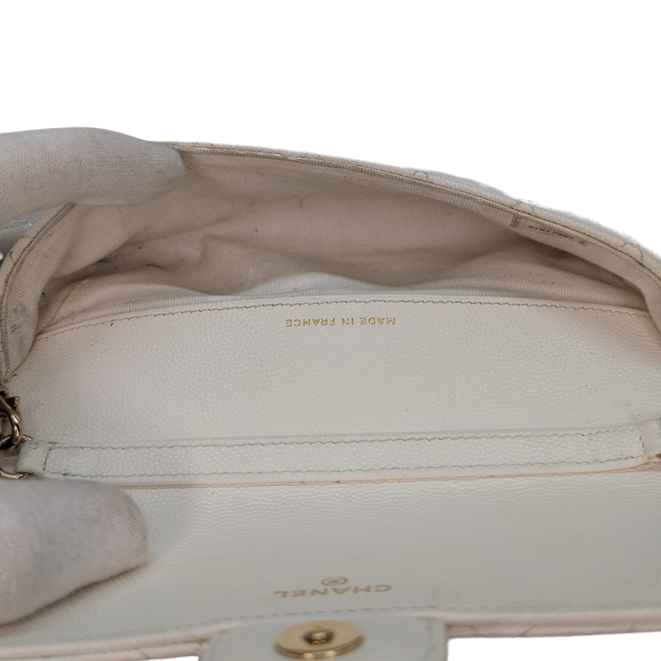 Chanel Sunglasses Quilted Caviar Sunglasses Case Bag White