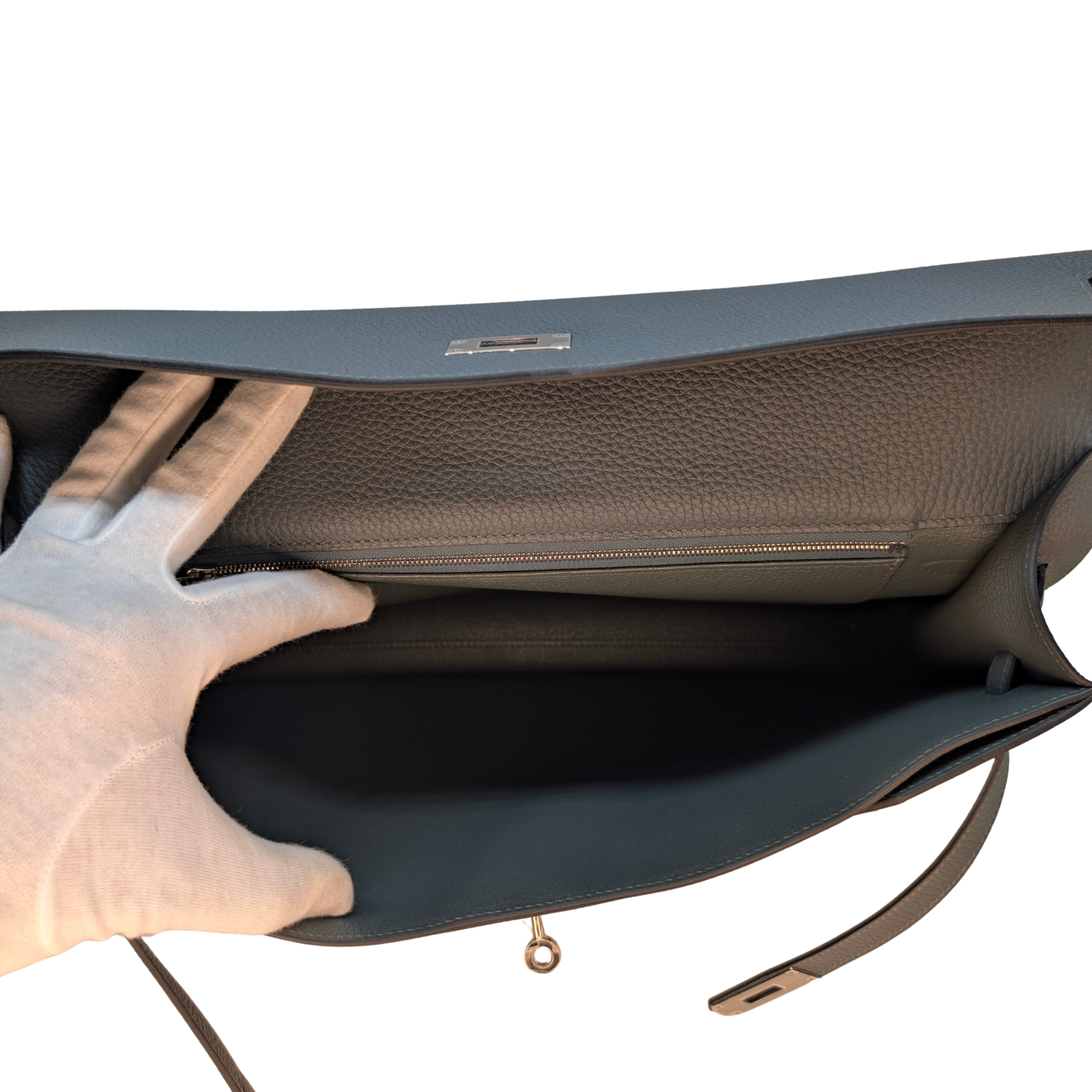 Hermès Kelly Dépêches 36 Briefcase Bag Bleu Orage Togo SHW Z Stamp