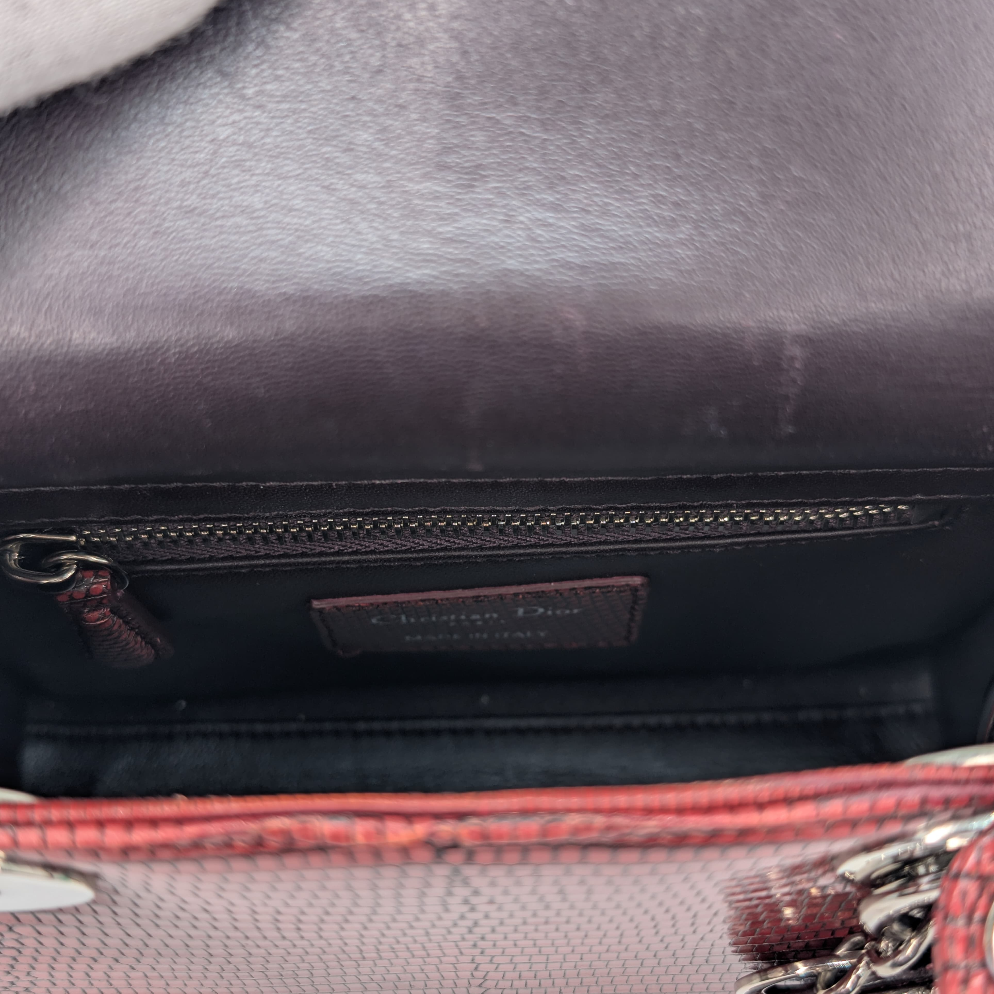 Christian Dior Mini Lady Dior Python Burgundy