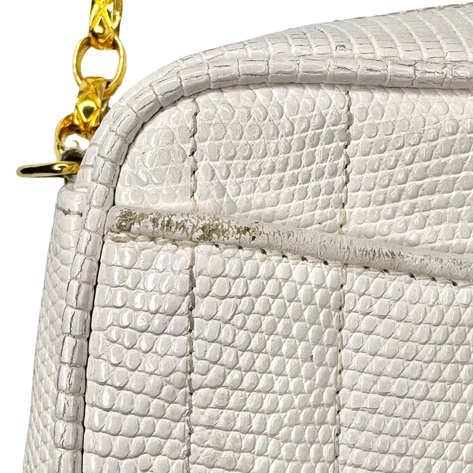 Chanel Vintage White Lizard Tassel Camera Crossbody Bag - Lost Designer