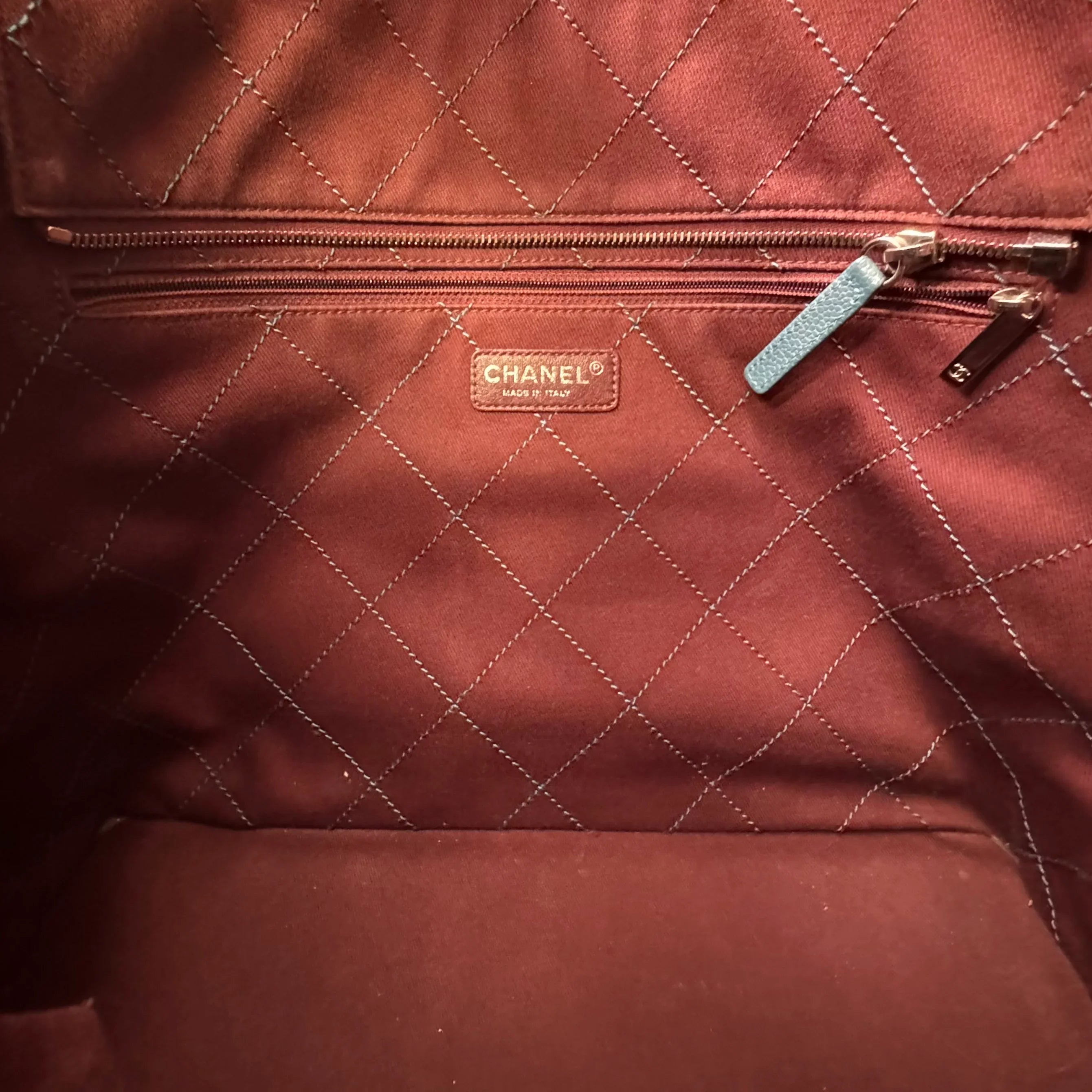 Chanel Everyday Grained Calfskin Quilted Bag Teal Blue