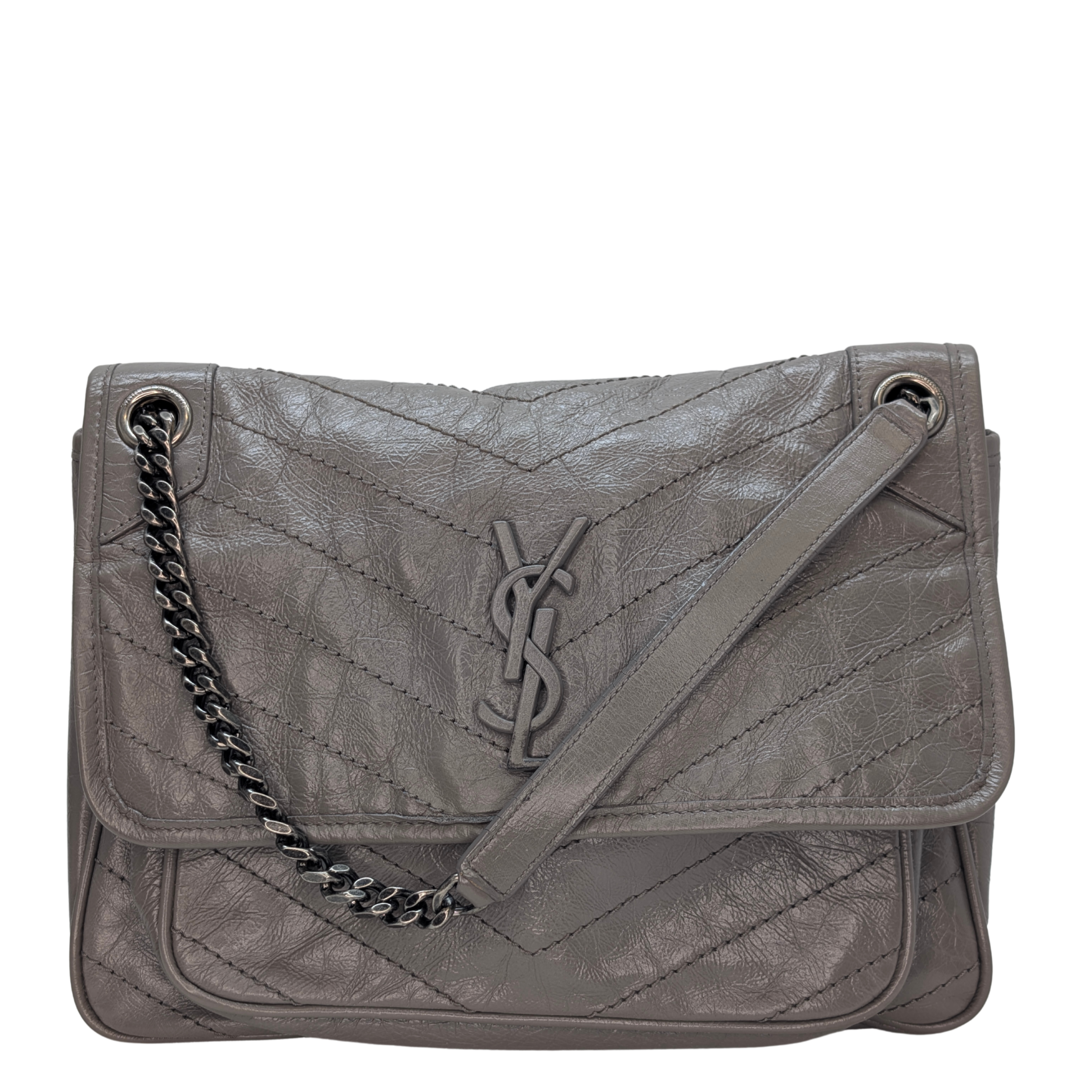 Yves Saint Laurent Crinkled Calfskin Matelasse Monogram Medium Niki Bag