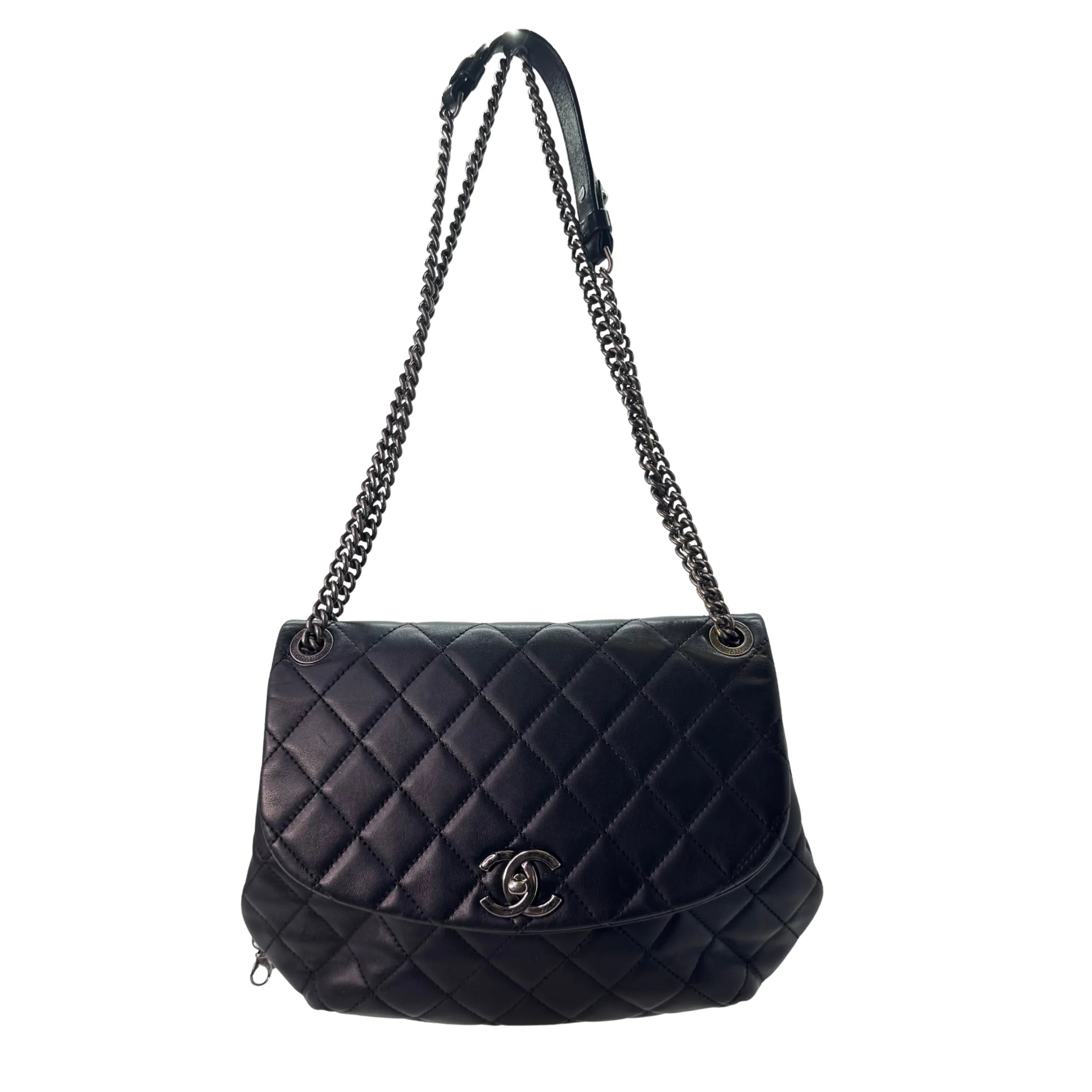 Chanel Lambskin Quilted Large Daily Supple Flap Black - Lost Designer