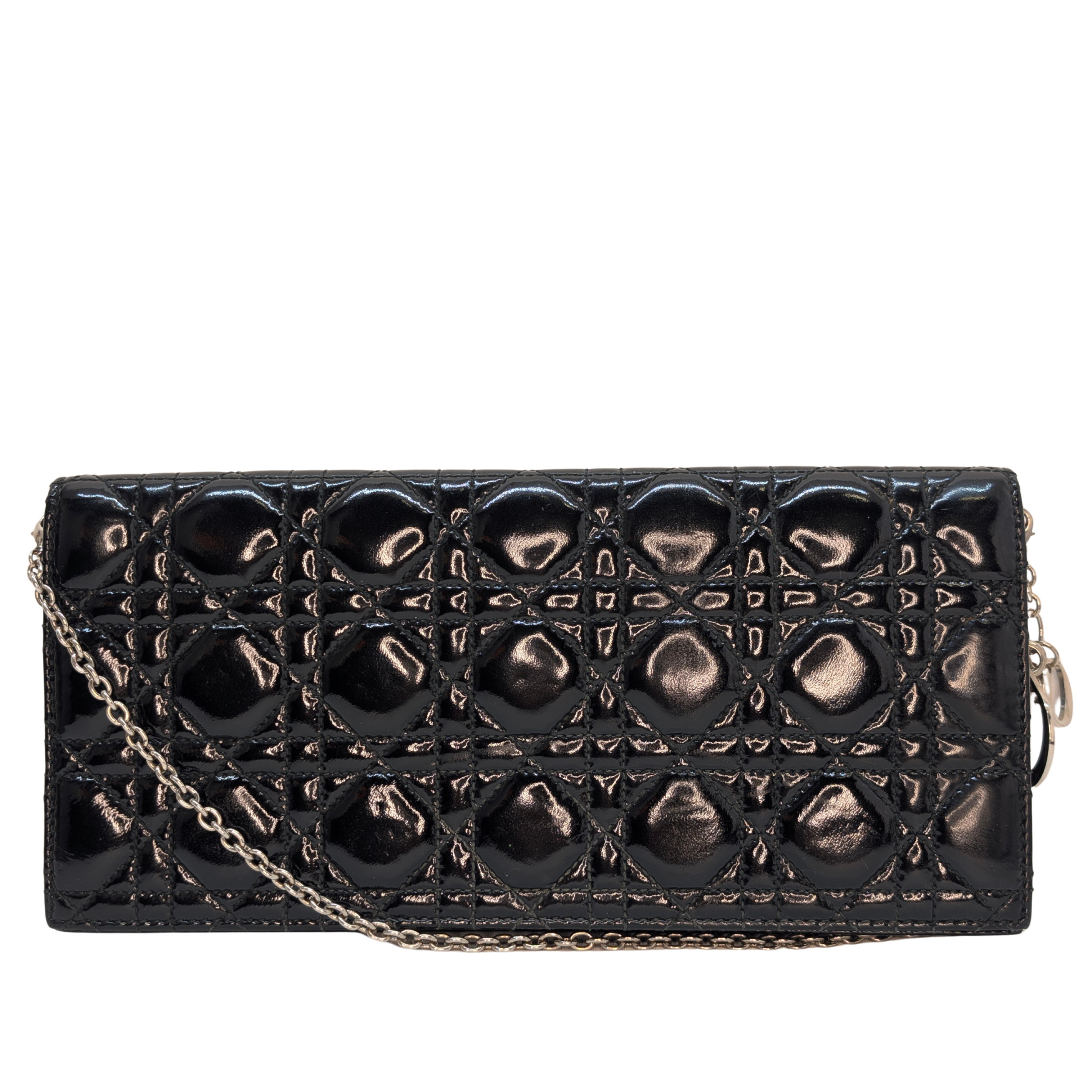 Dior Patent Leather Clutch on Chain Black