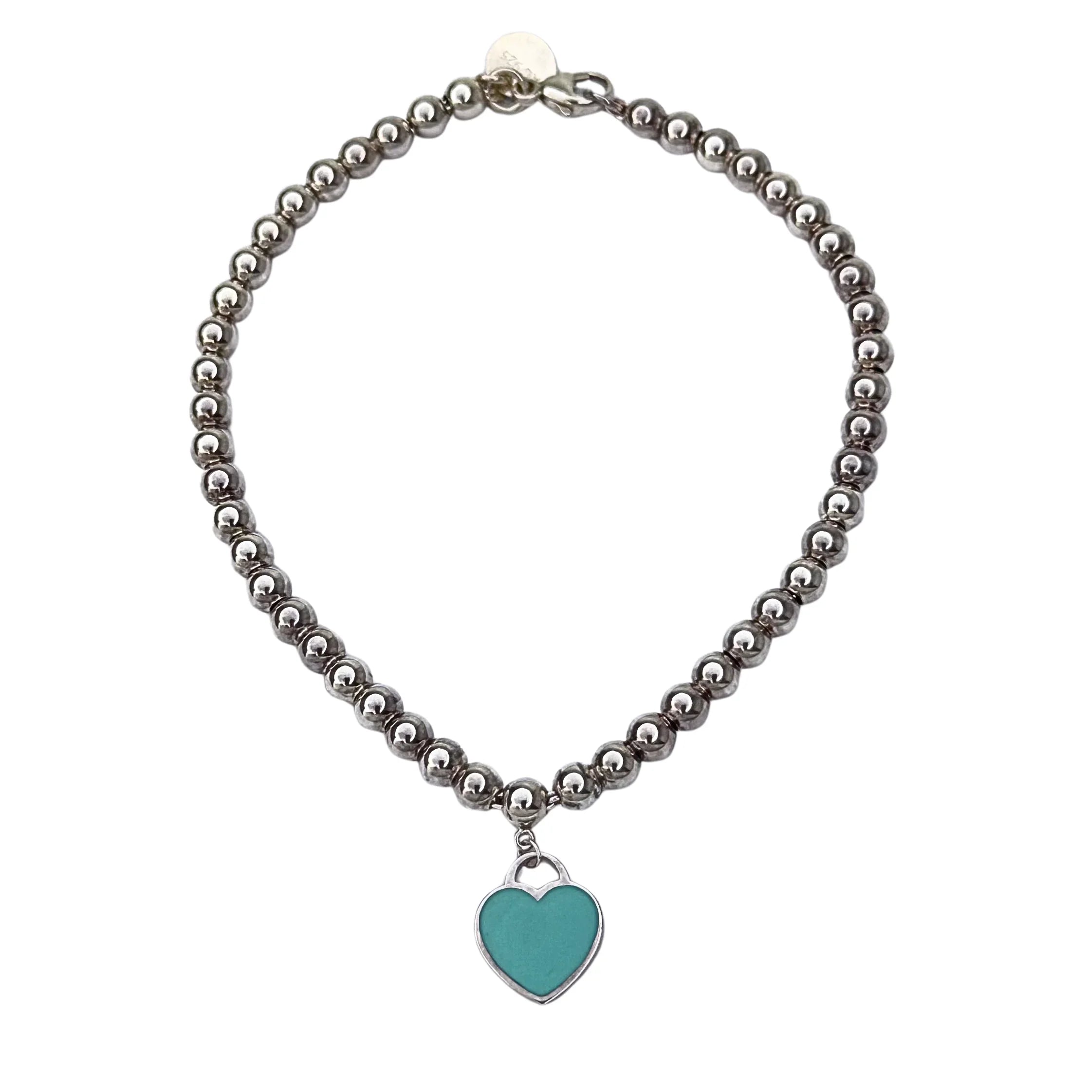 Tiffany & Co Beaded Enamel Heart Bracelet Silver - Lost Designer