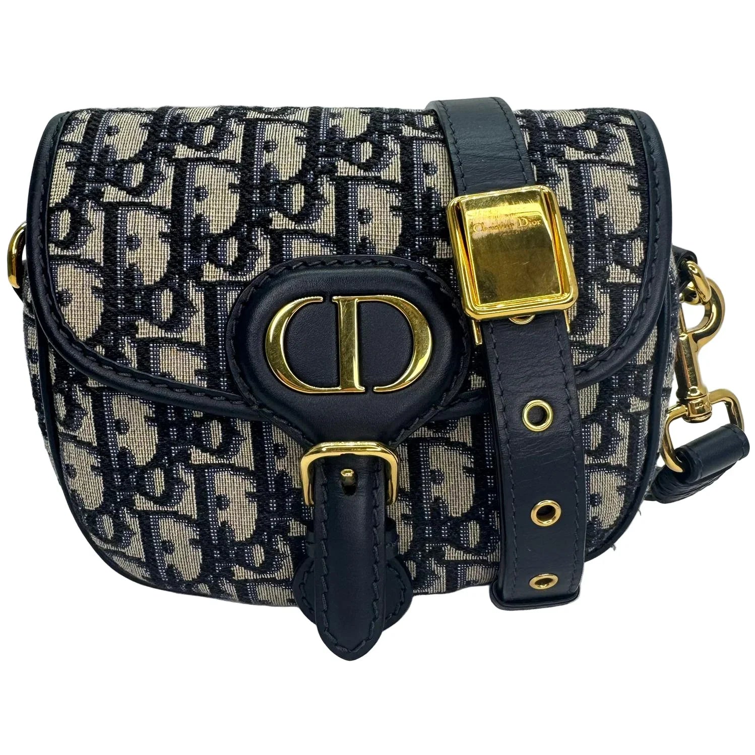 Christian Dior Oblique Small Bobby Flap Shoulder Bag Beige/Black - Lost Designer