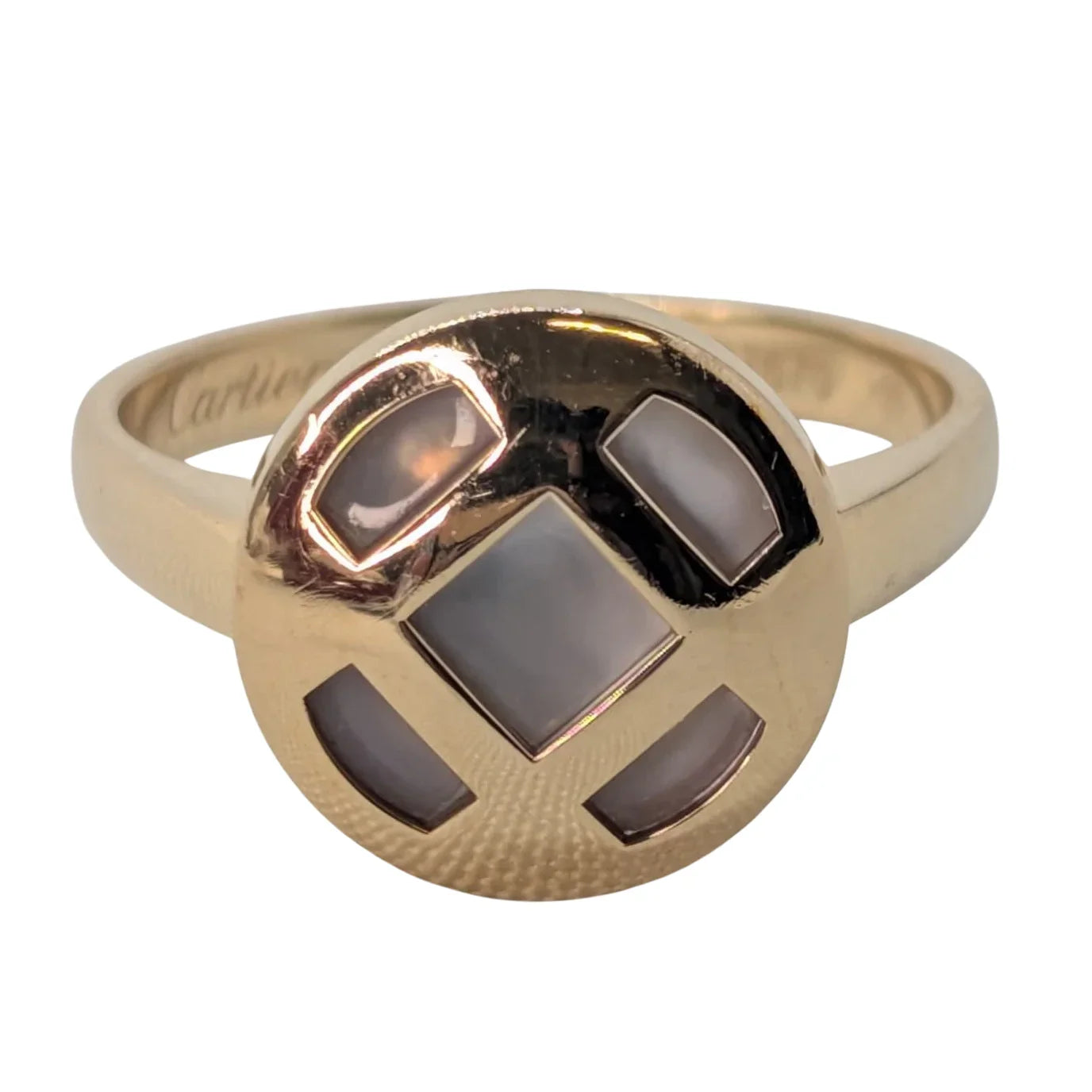 Cartier Pasha Mother Of Pearl 18K Gold Ring Size M½ - Lost Designer