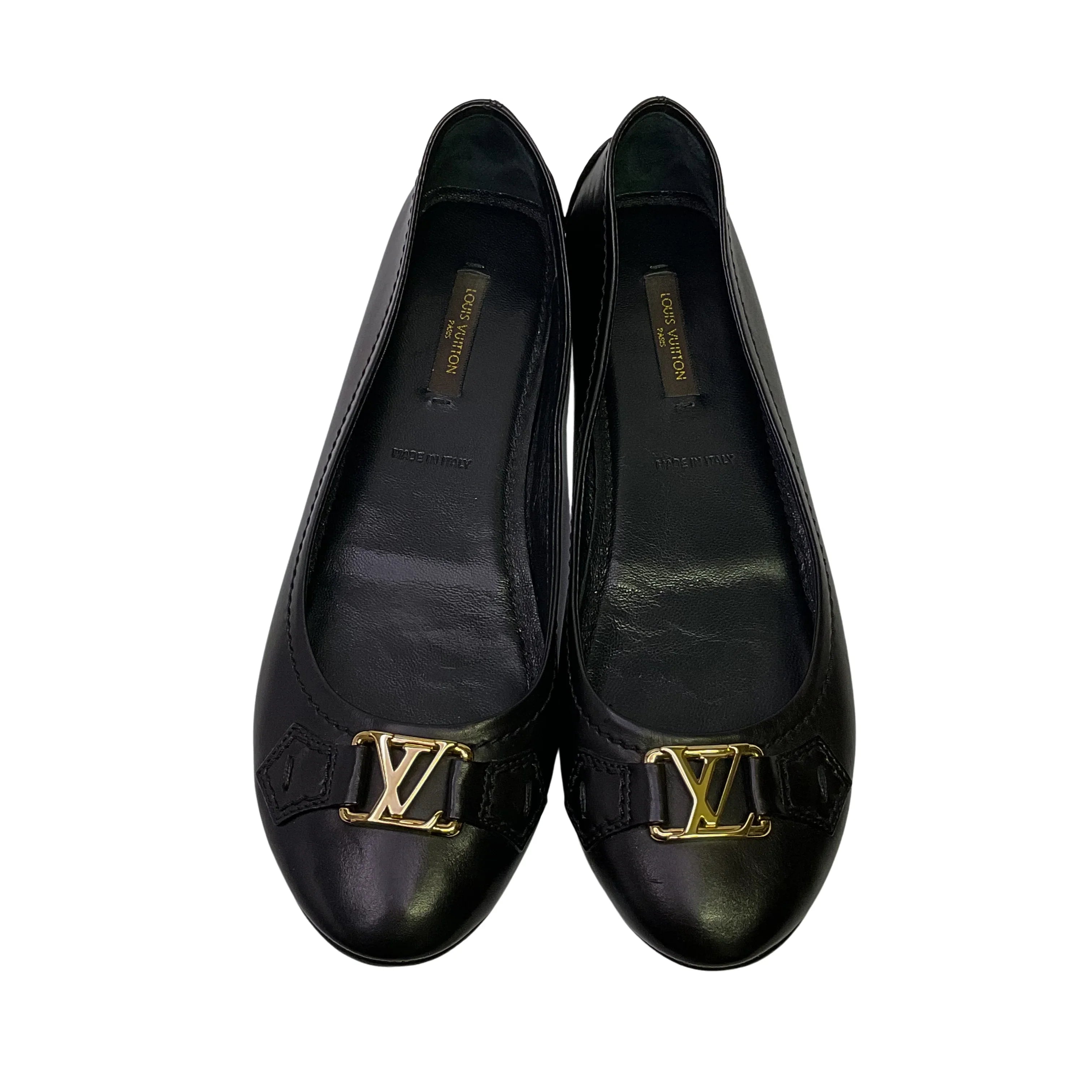 Louis Vuitton Leather Ballet Flats Black 37 - Lost Designer