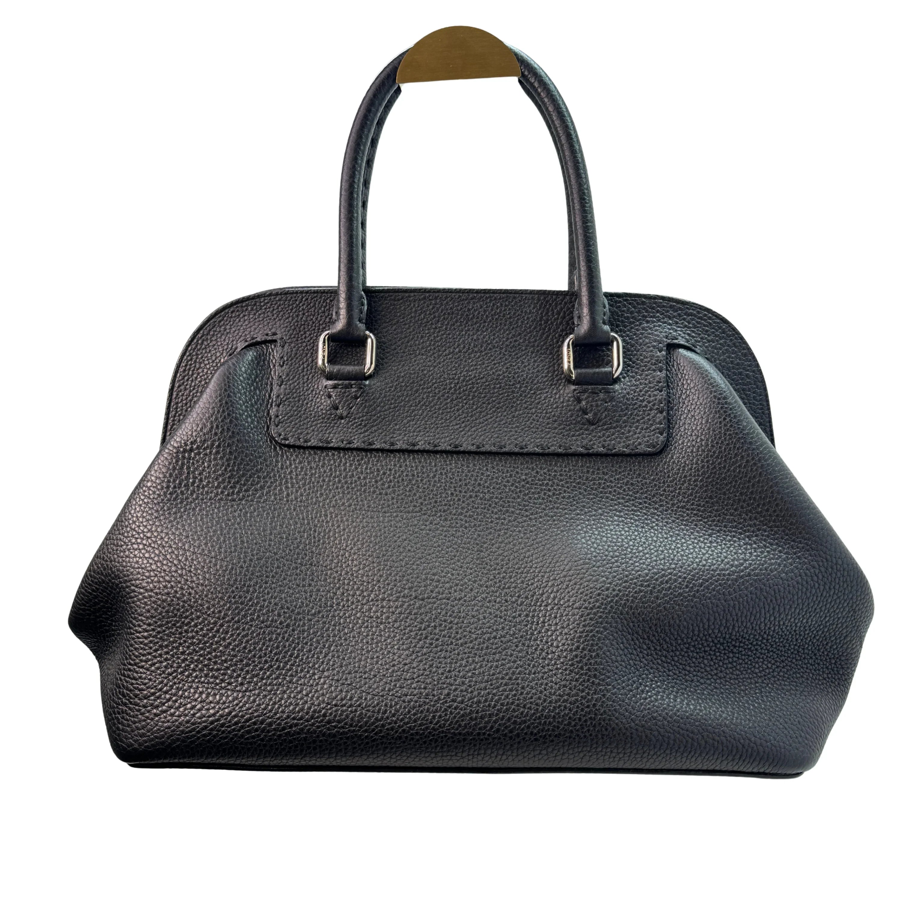 Fendi Cuoio Romano Selleria Adele 1328 Bag Black - Lost Designer