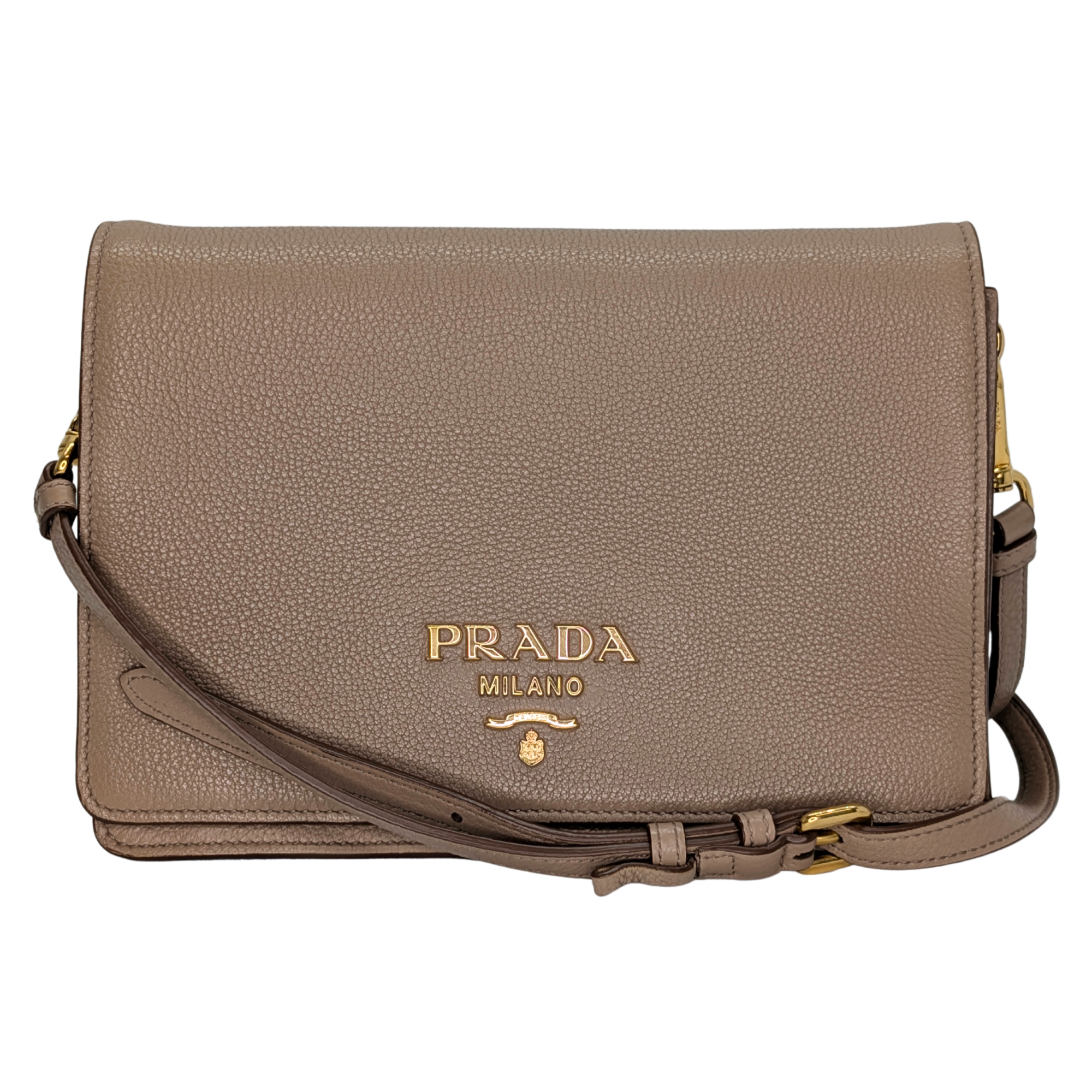 Prada Vitello Daino Leather Crossbody Bag Beige