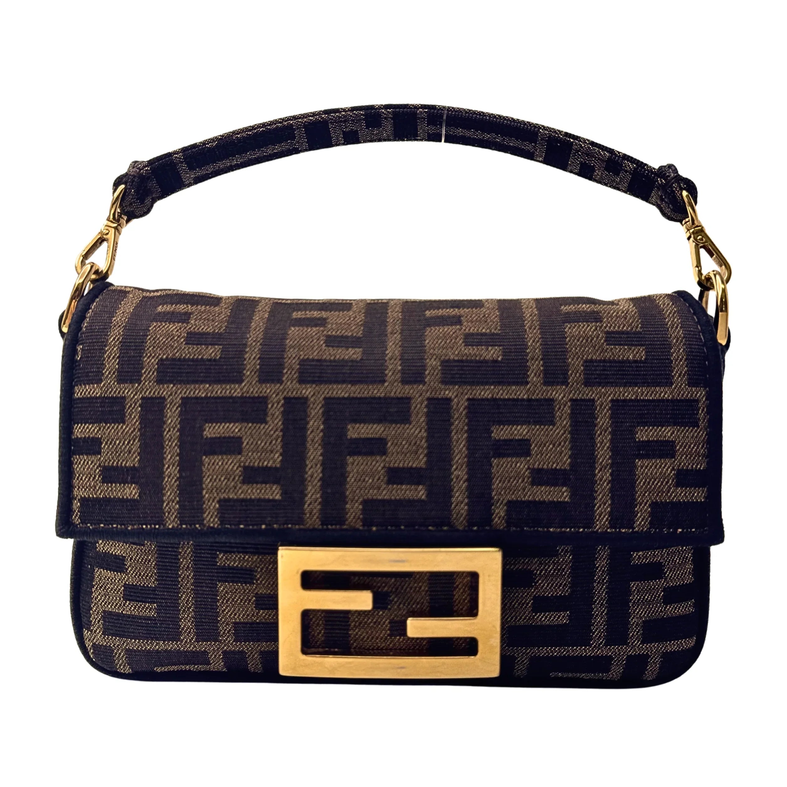 Fendi Jacquard FF Baguette Bag Canvas Brown - Lost Designer