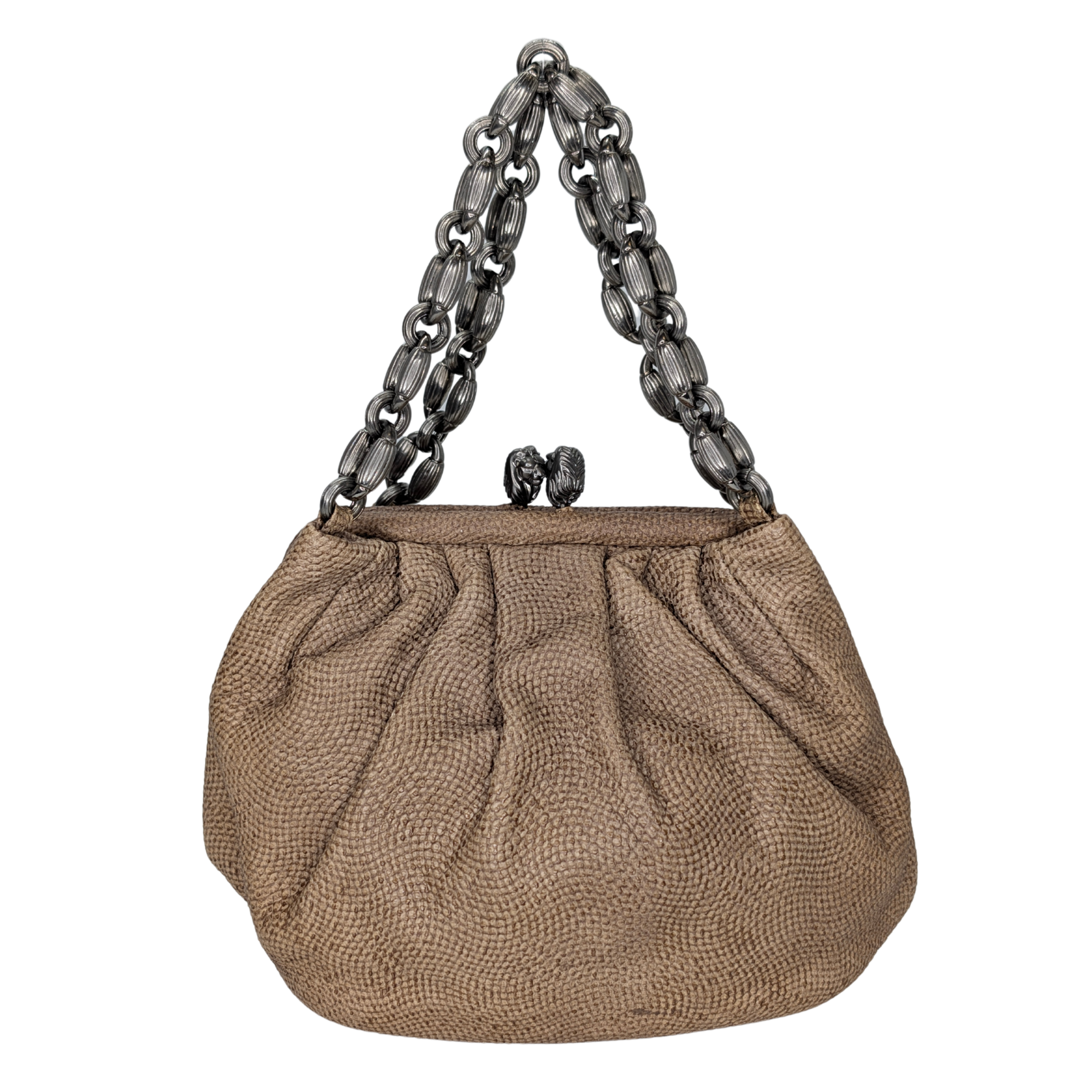 Bvlgari Lizard Skin Handbag Beige