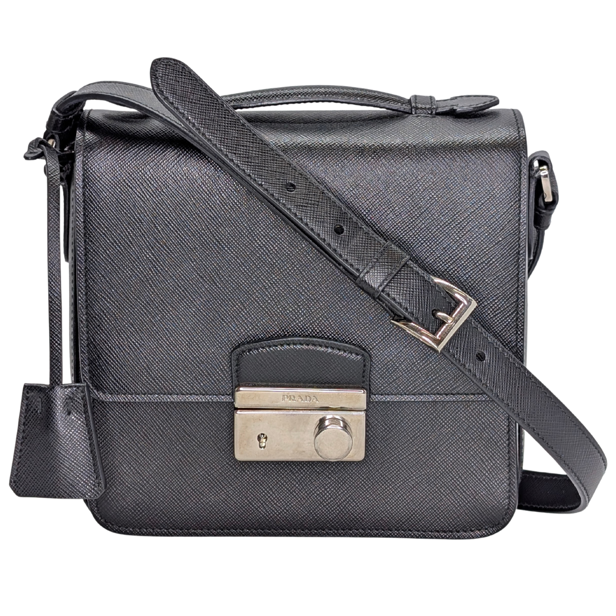 Prada Saffiano Lux Crossbody Bag Black