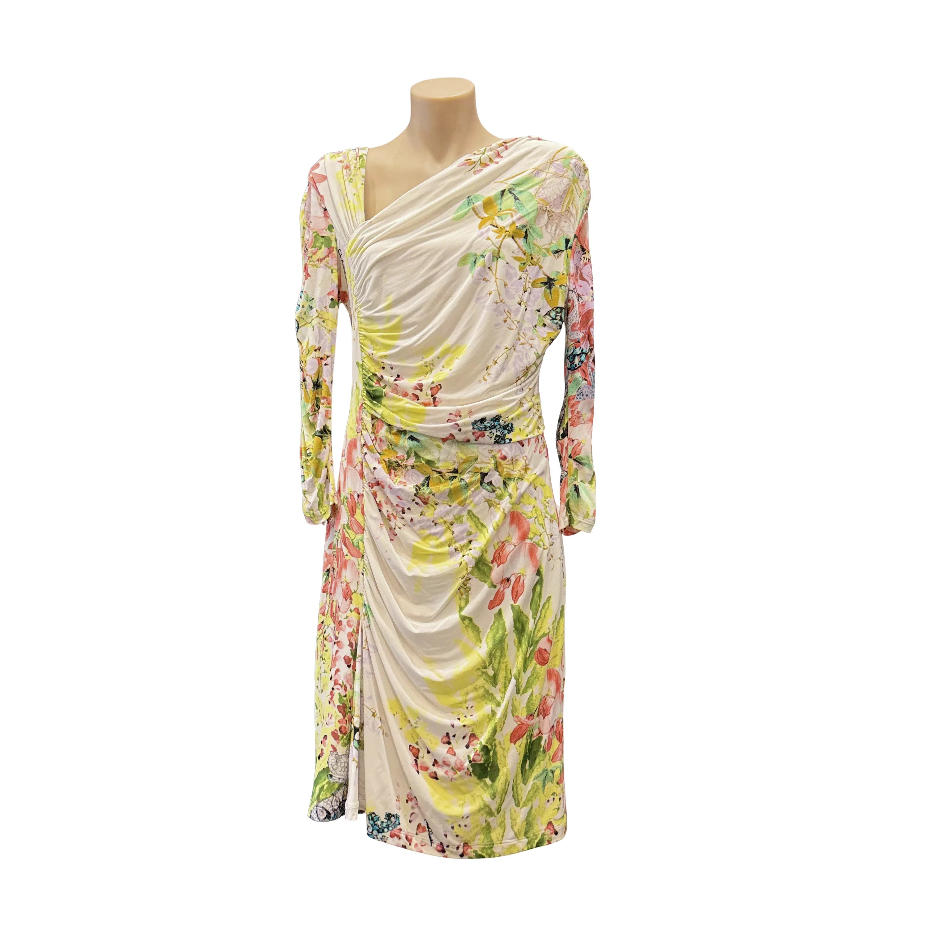 Roberto Cavalli Class Floral Dress 38 White Multicolour - Lost Designer