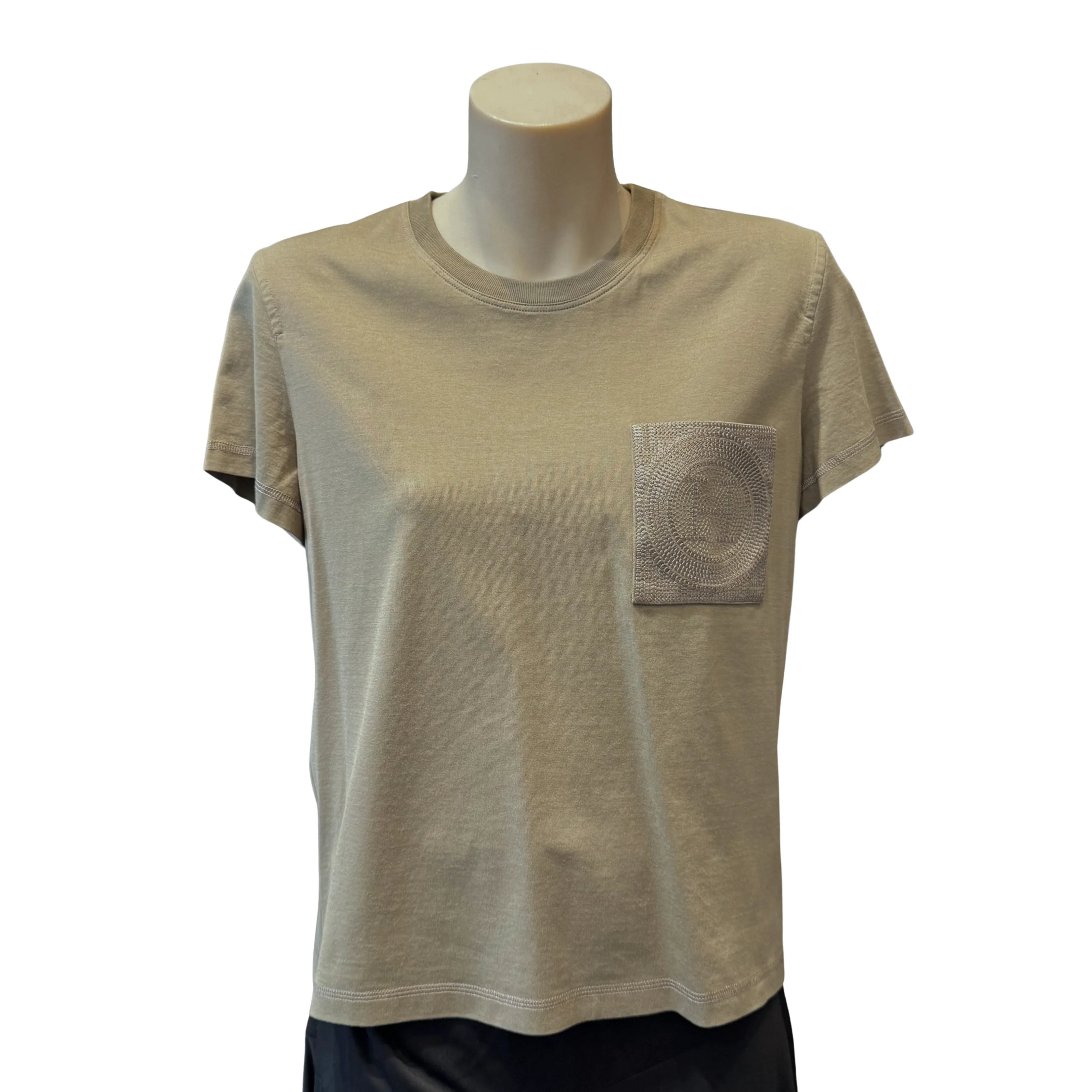 Hermes Droit Poche Brodée T-shirt Khaki size 40