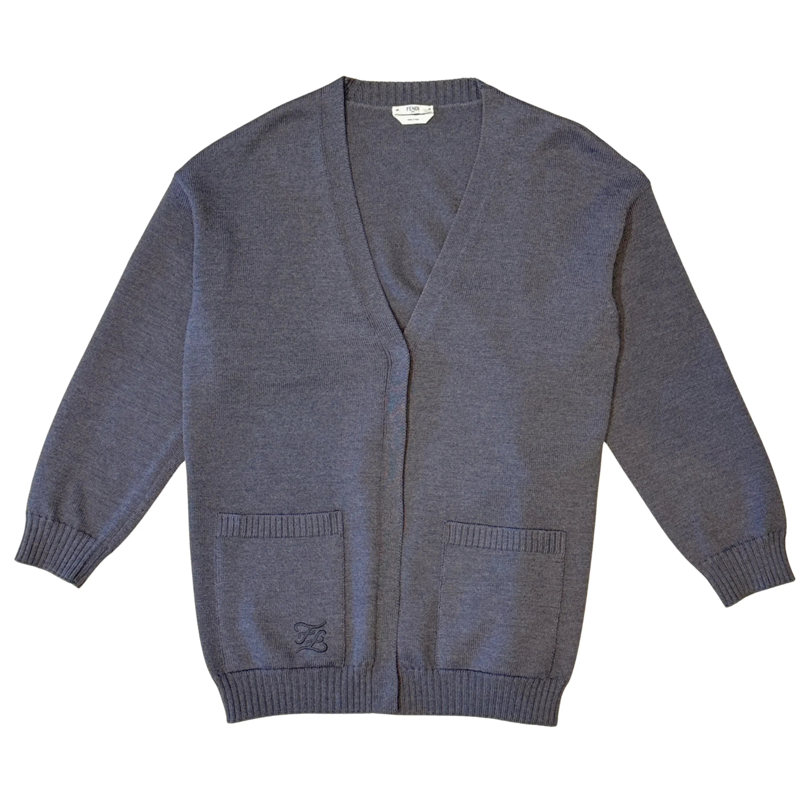 Fendi Roma Wool Cardigan Grey 42 - Lost Designer
