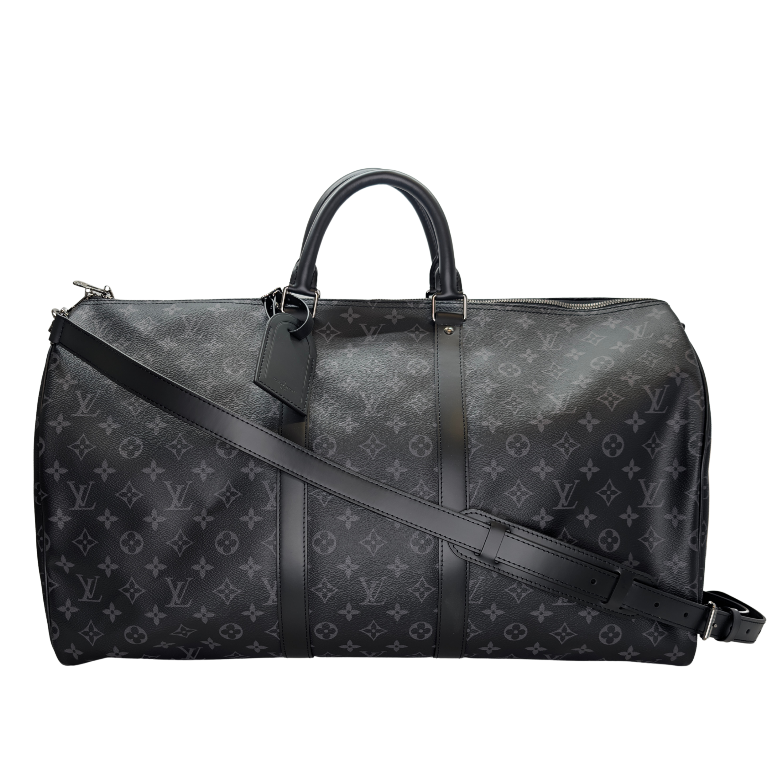 Louis Vuitton Keepall Bandoulière 55 Monogram Eclipse Charcoal Black