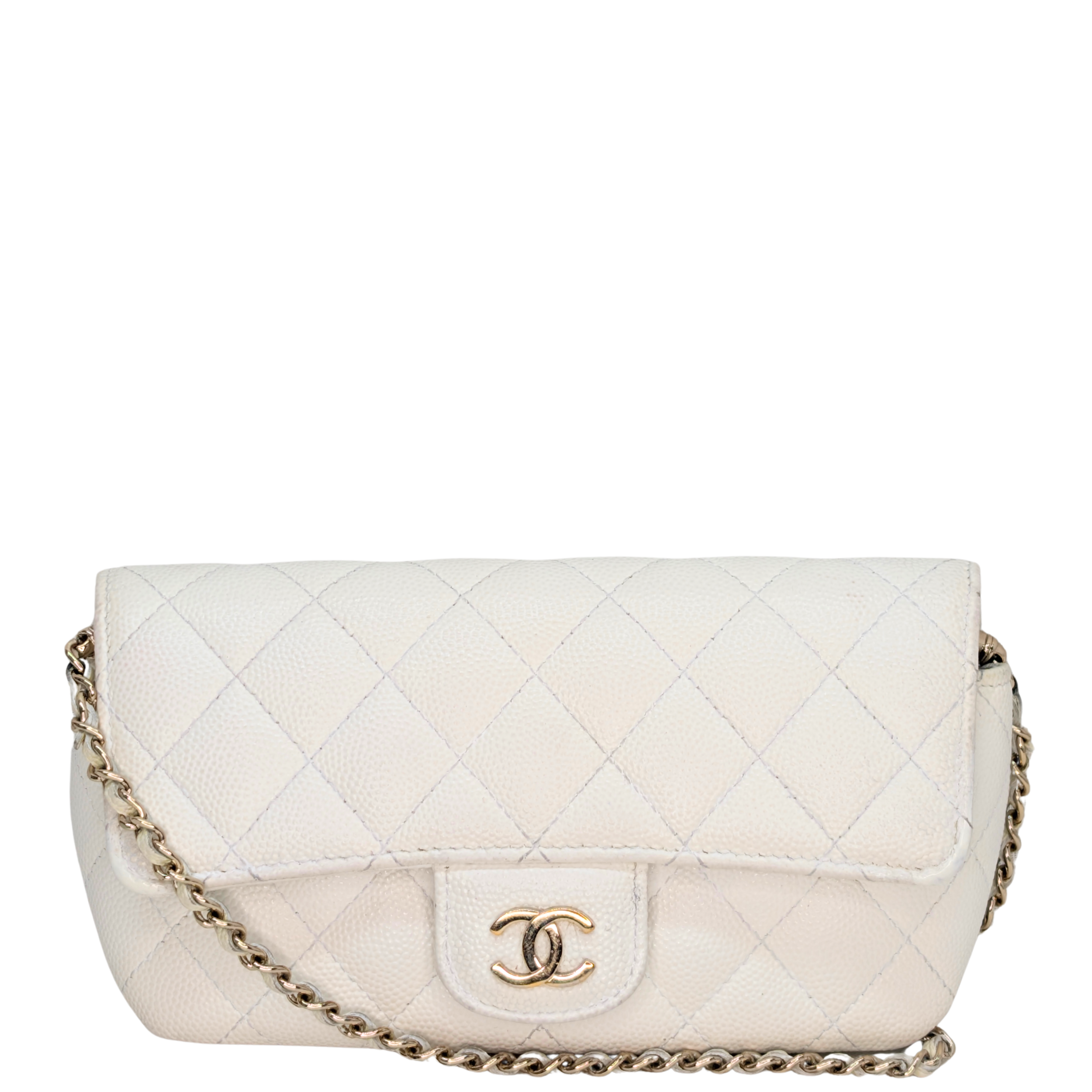 Chanel Sunglasses Quilted Caviar Sunglasses Case Bag White