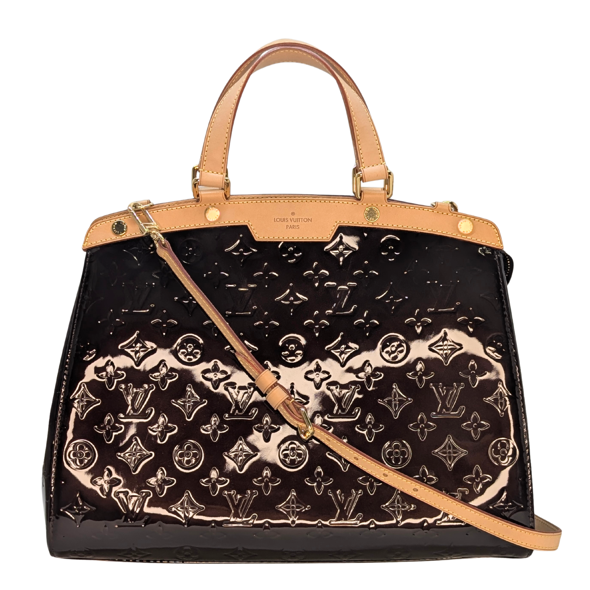 Louis Vuitton Amarante Monogram Brea Vernis GM Handbag Burgundy