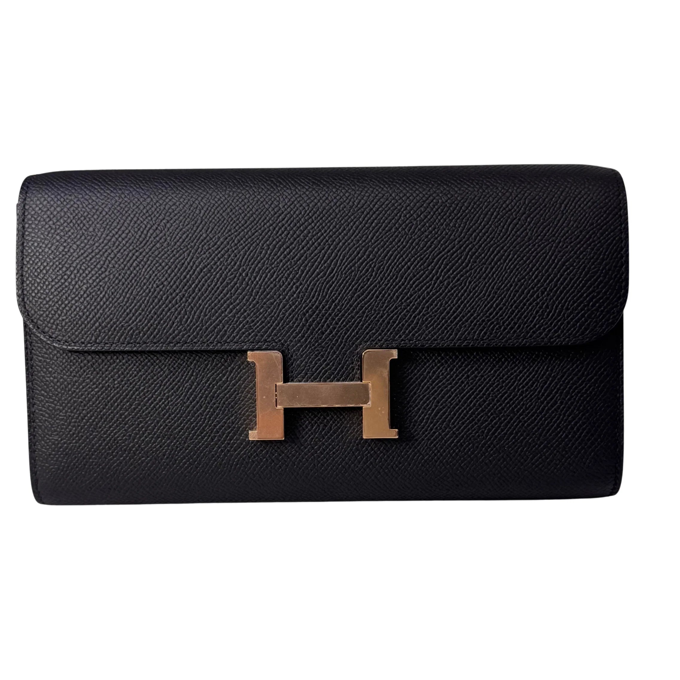 Hermes Epsom Constance To Go Black Wallet Crossbody Bag - Lost Designer