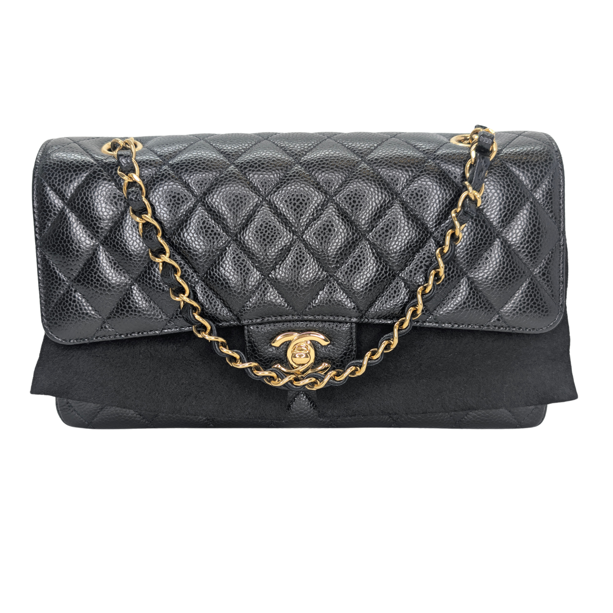 Chanel Classic Flap Bag Caviar Leather Medium Black