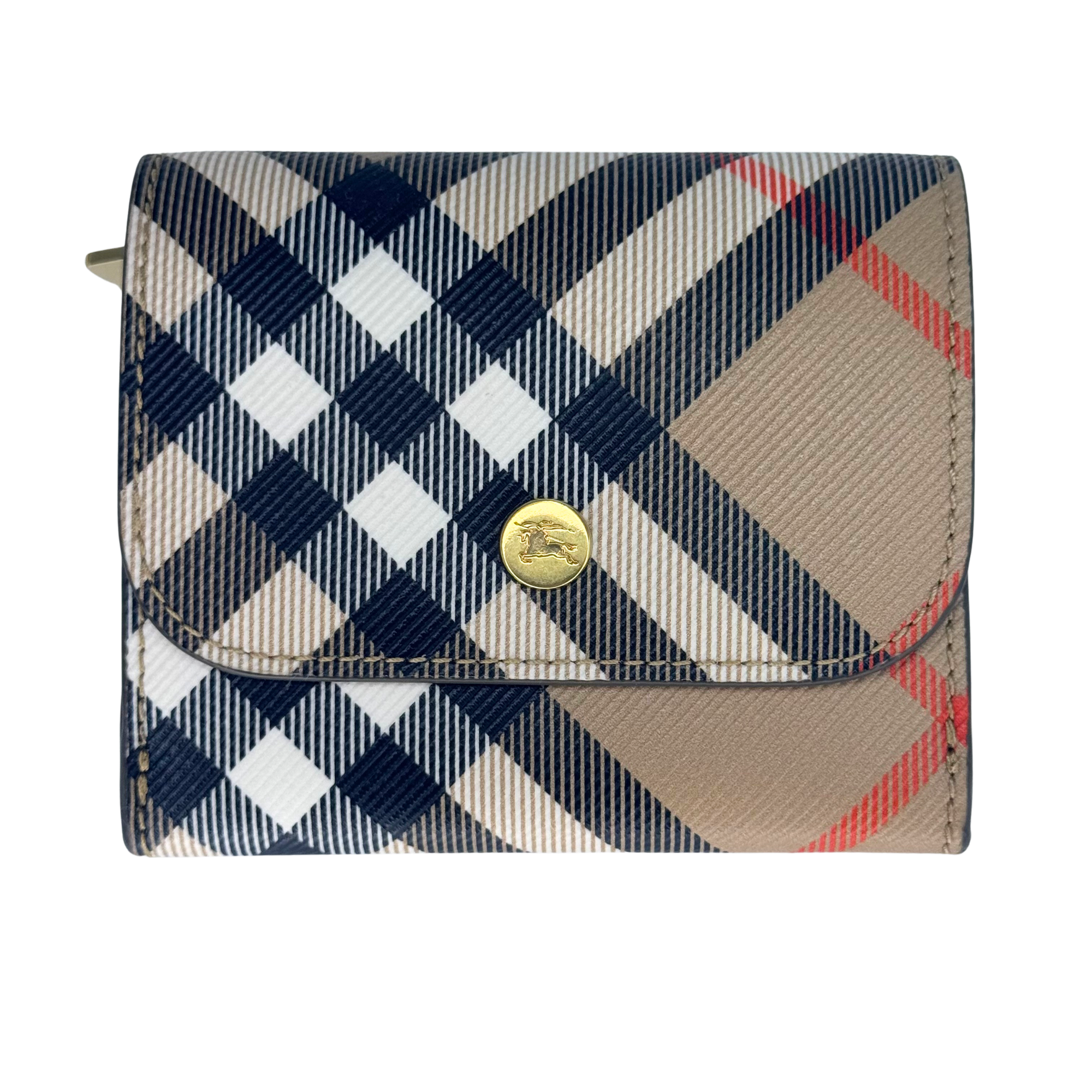 Burberry Check Coin Card Case Wallet Beige