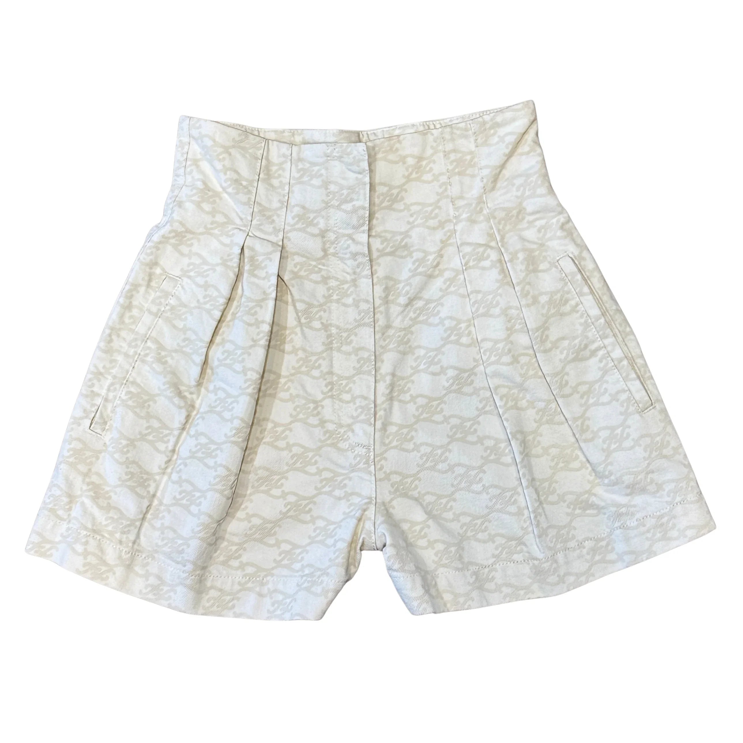 Fendi Denim Setup Shorts White 38 - Lost Designer