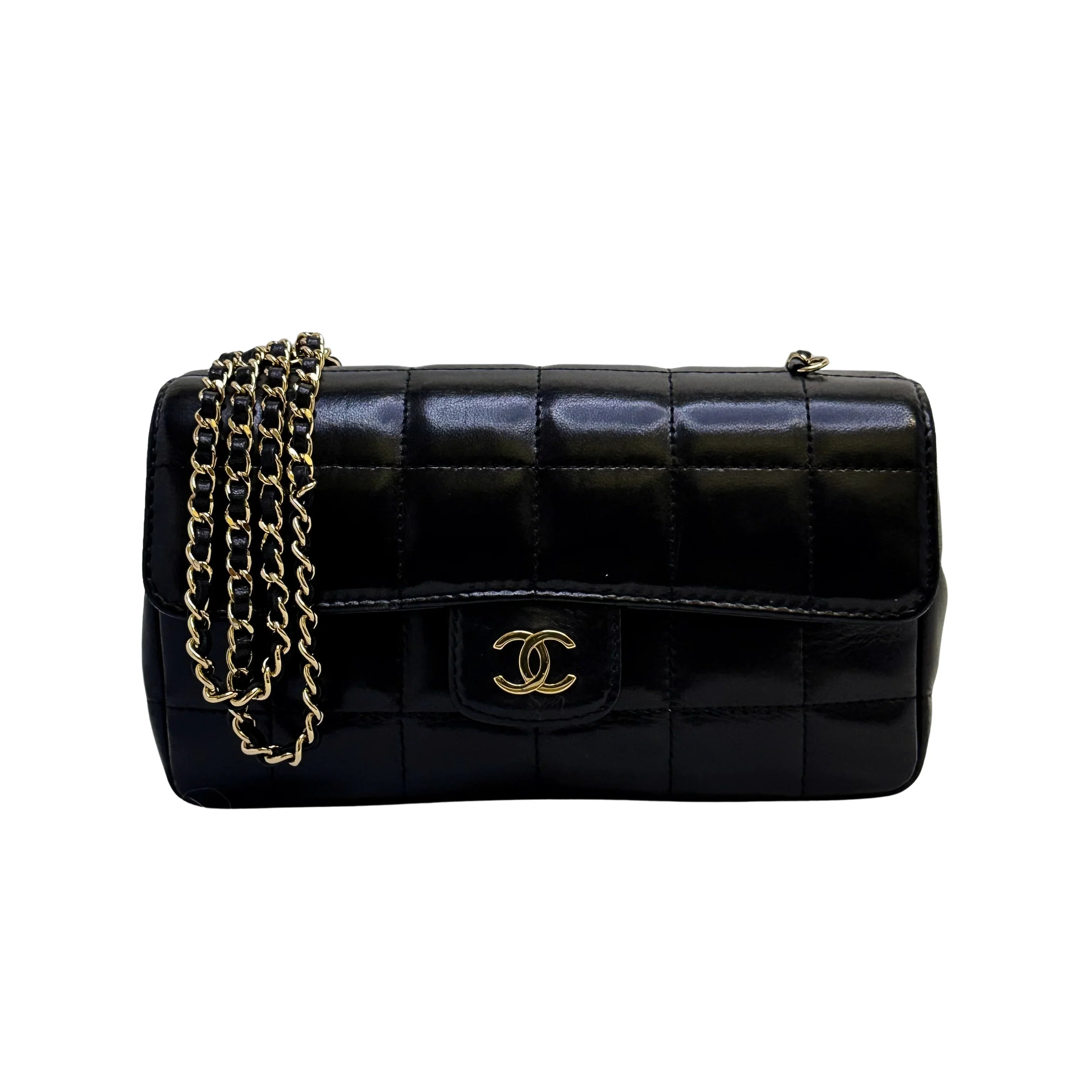 Chanel Bar Quilted Shoulder Bag Leather Black - Lost Designer