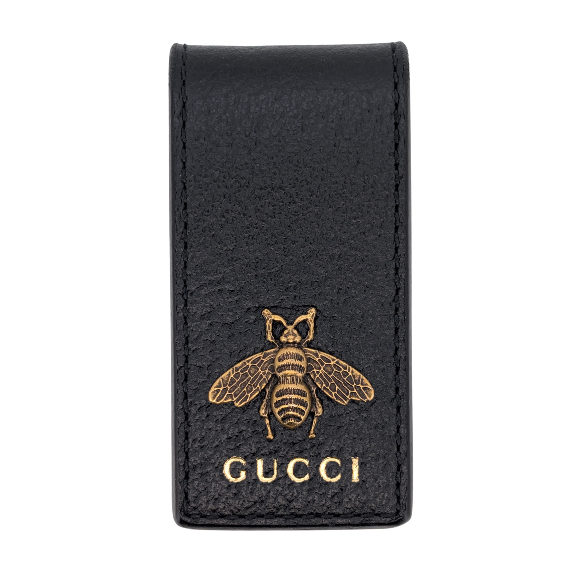 Gucci Animalier Bee Leather Money Clip Black