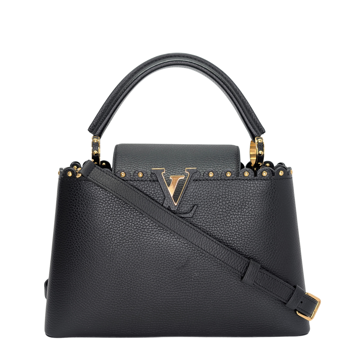 Louis Vuitton Capucine Pm Shoulder Handbag Taurillon Leather Black