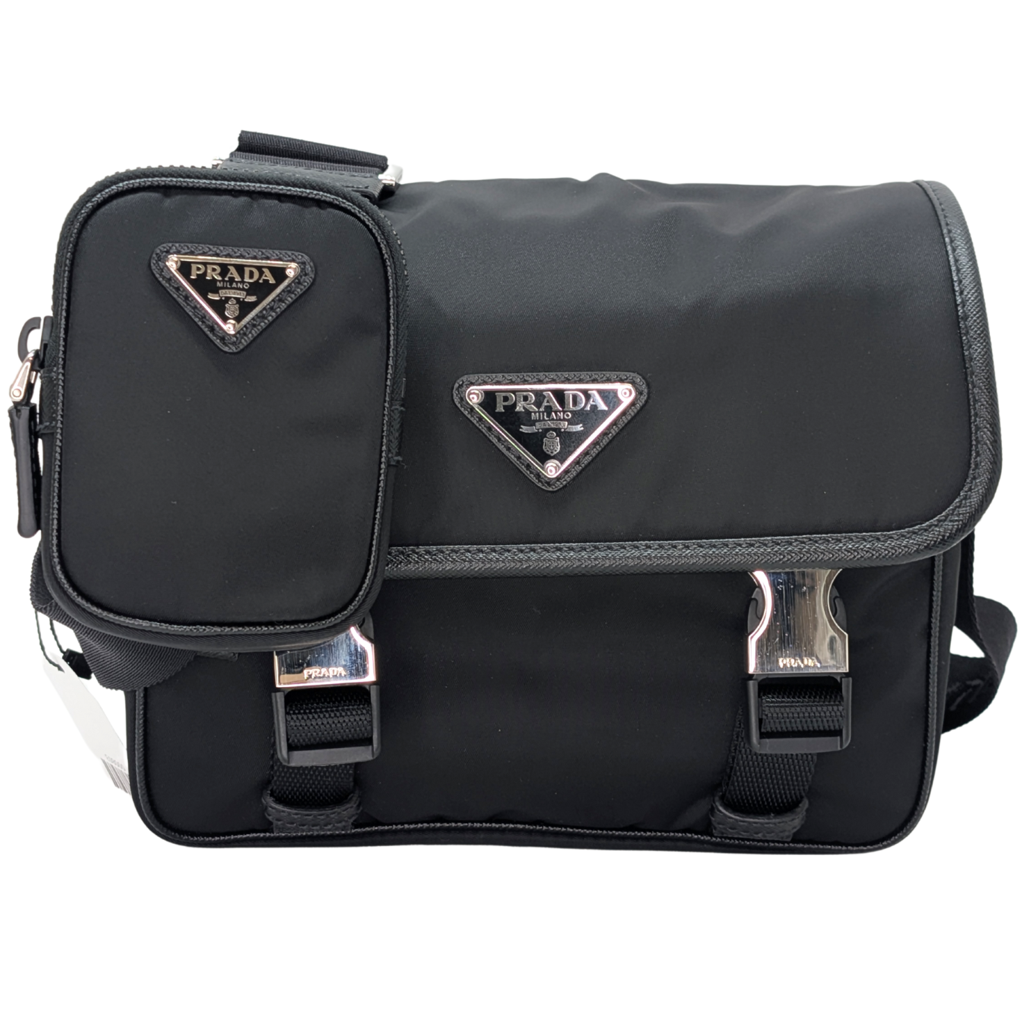 Prada Re-Nylon and Saffiano Leather Shoulder Bag Black