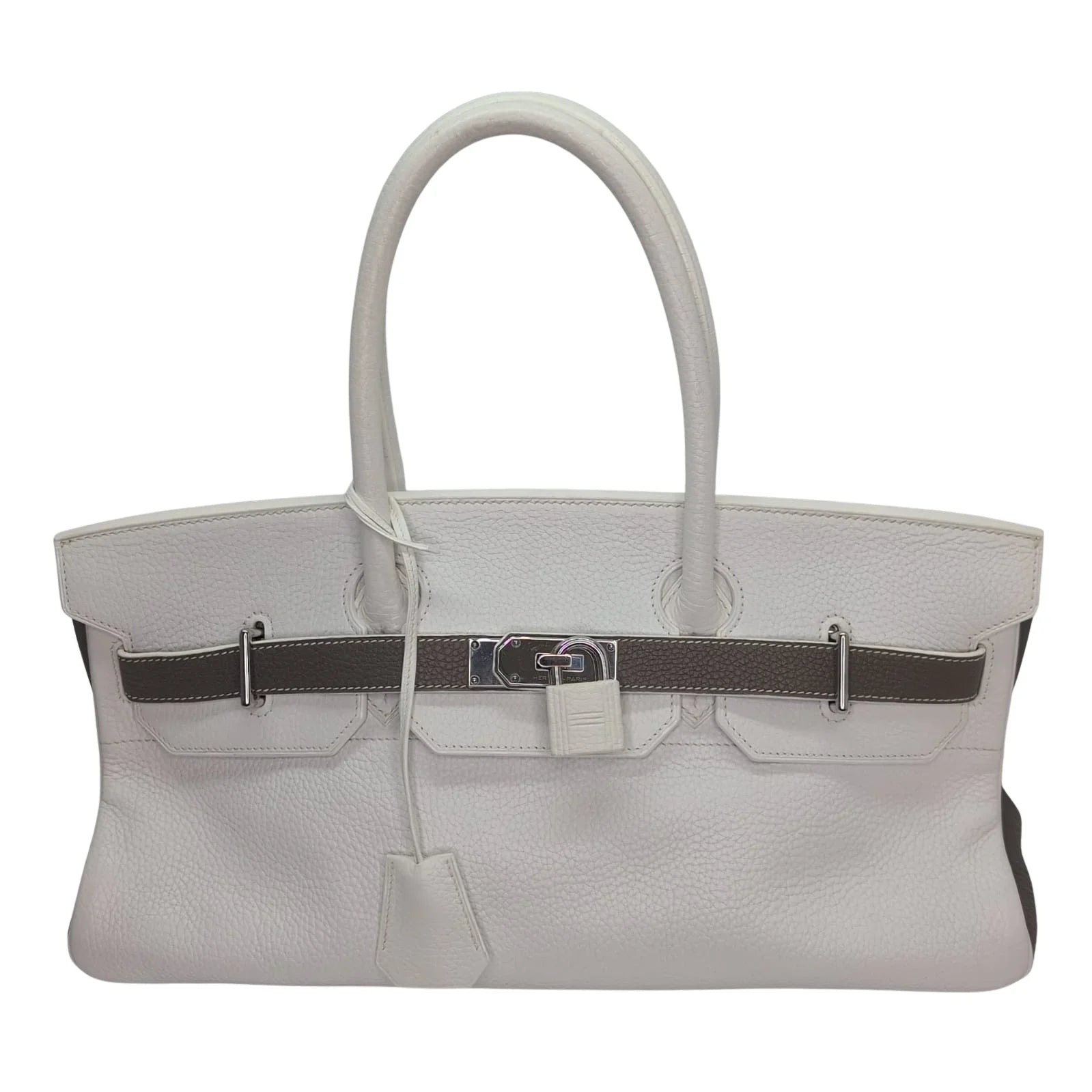 Hermès Birkin Shoulder 42 White Etoupe Clemence Palladium Hardware □J Stamp - Lost Designer