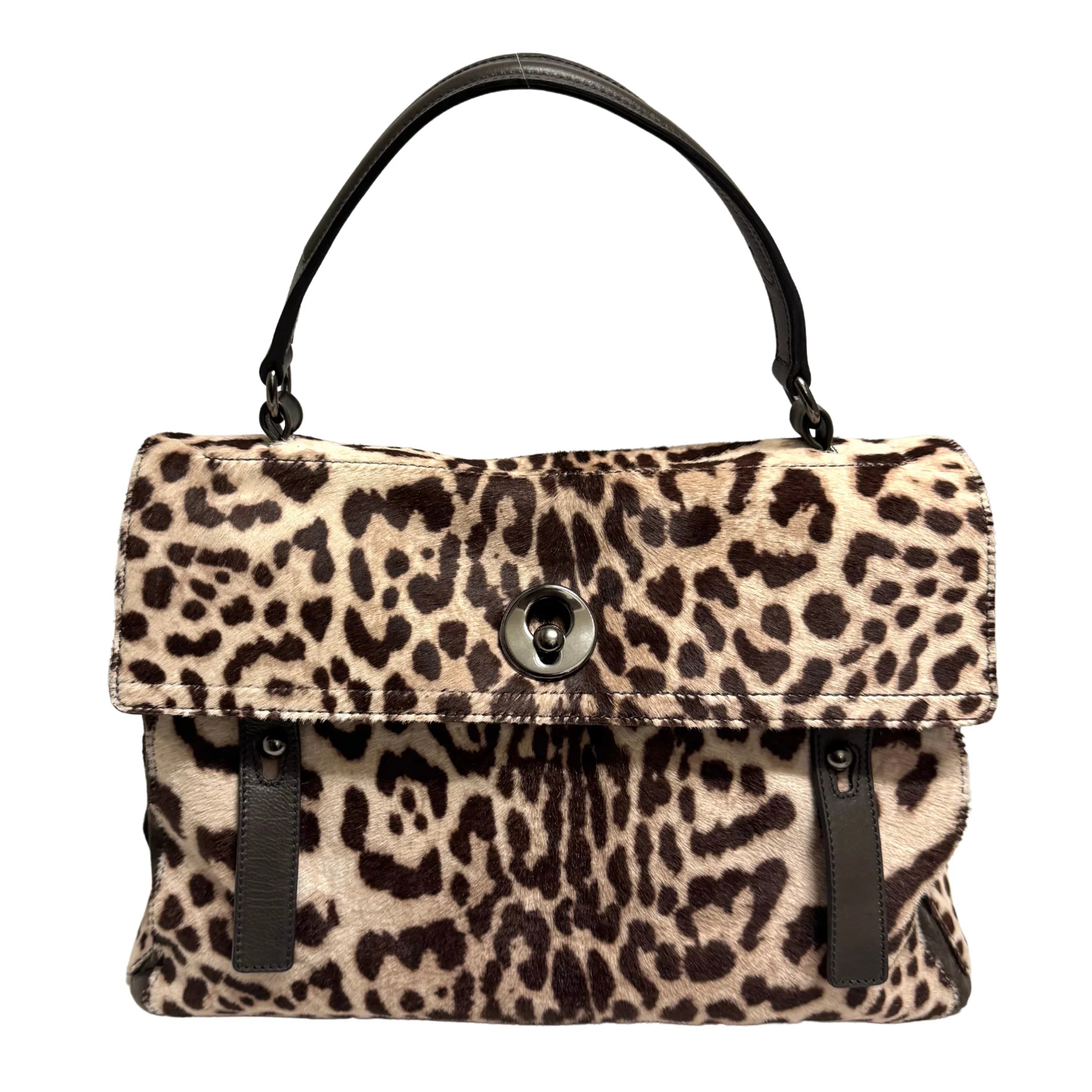 Yves Saint Laurent Ponyhair Top Handle Bag Leopard