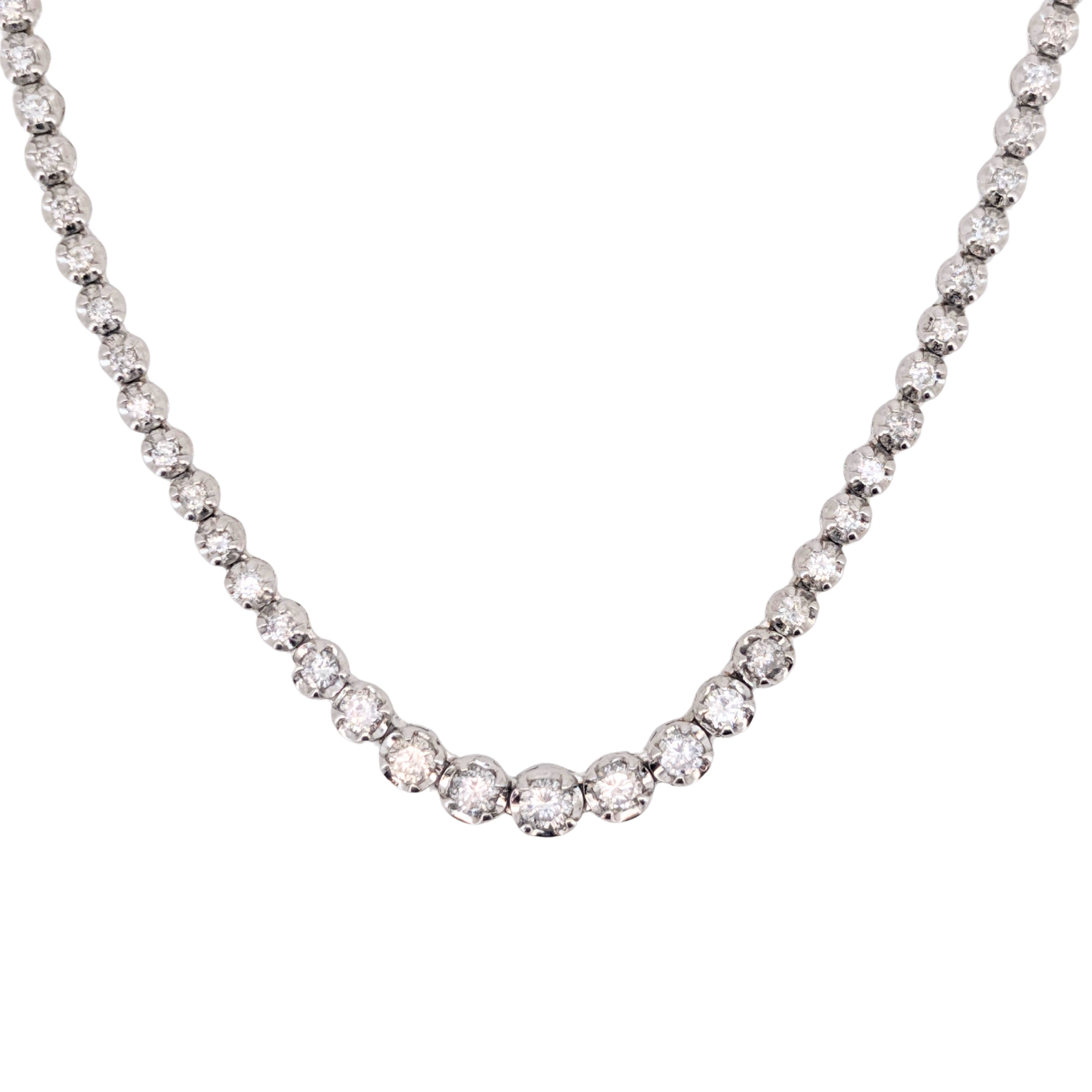3.00Ct Natural Diamond Tennis Necklace In Platinum