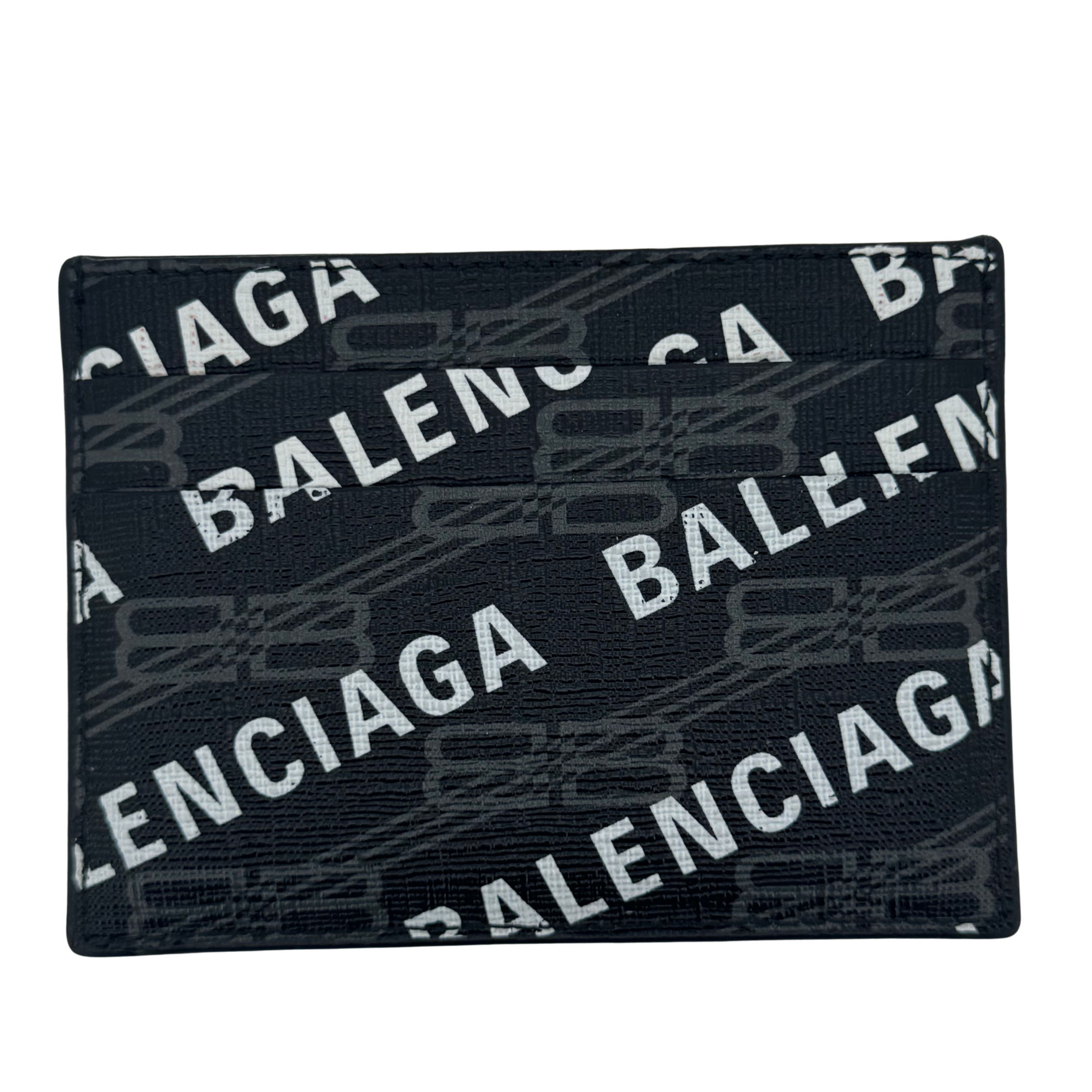 Balenciaga Logo Card Case Black White