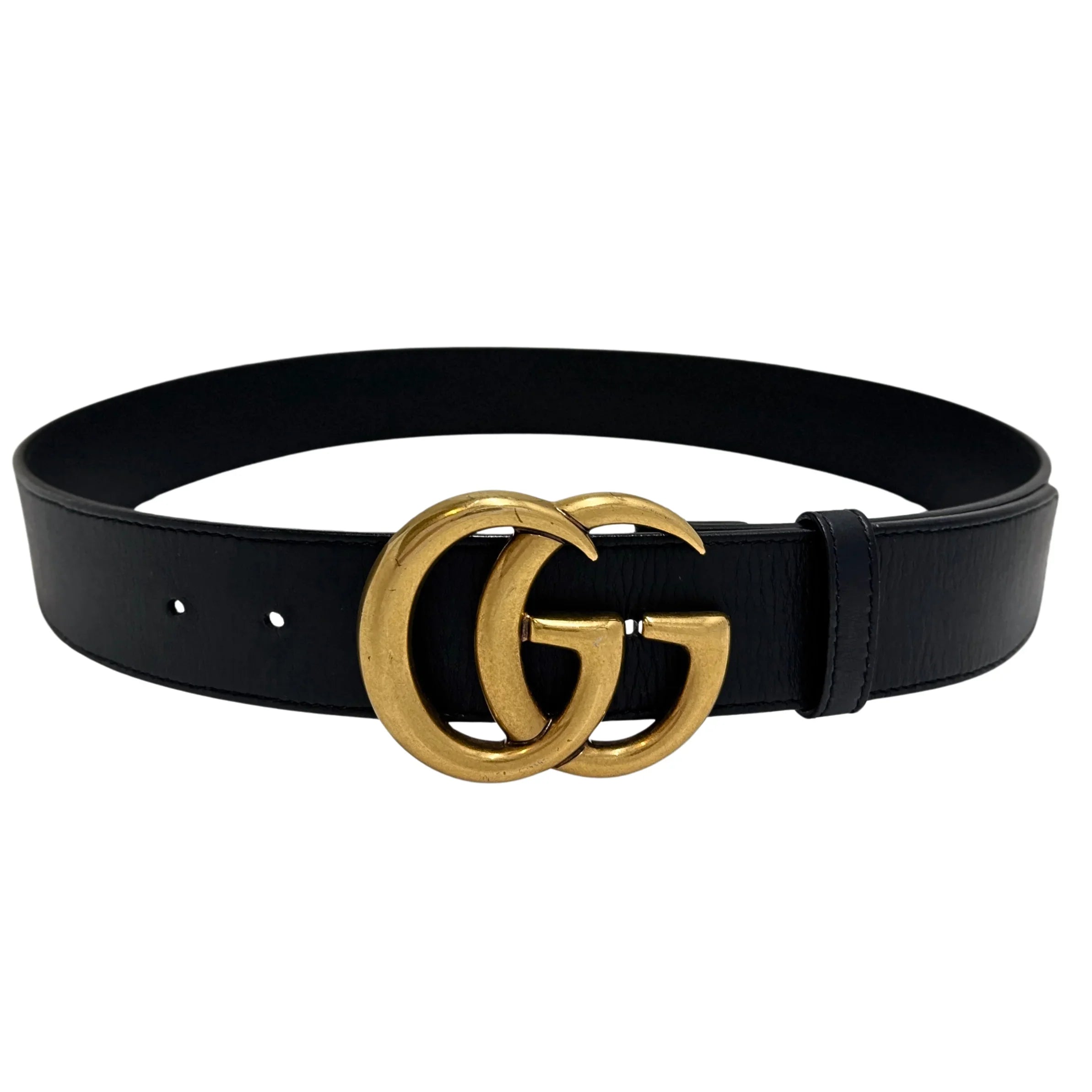 Gucci GG Marmont Wide Belt Leather Black 85/34 - Lost Designer